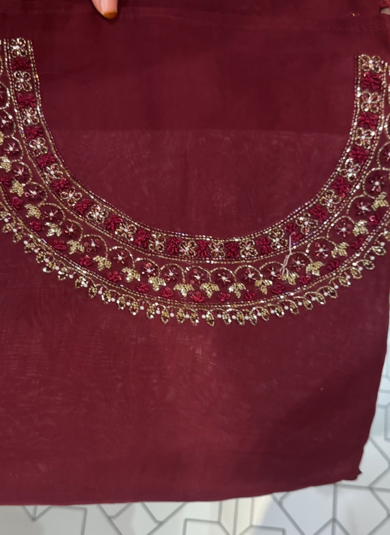 HAND WORKED ORGANZA UNSTITCHED SALWAR SUITS - IHA 26152