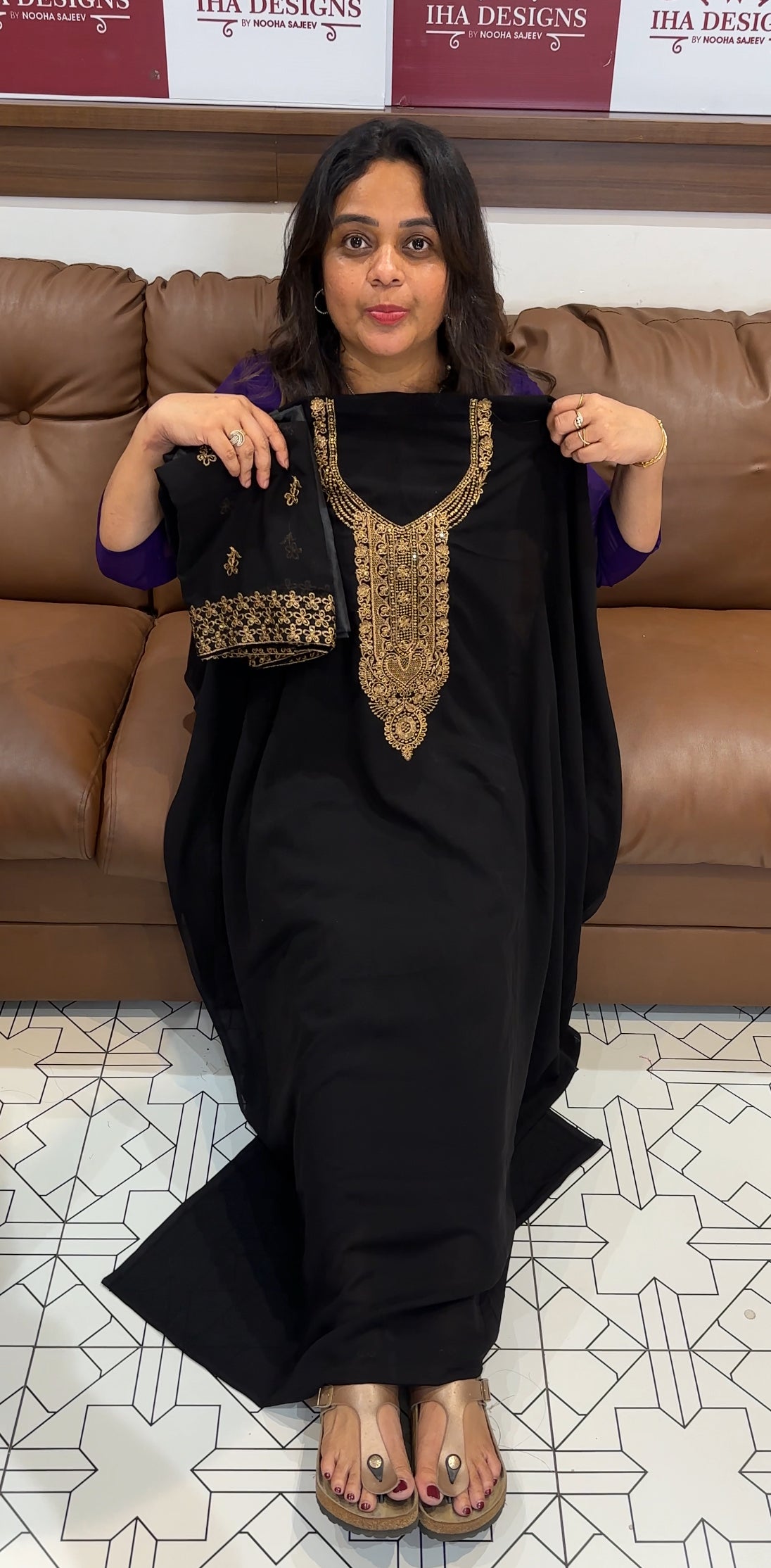 HAND WORKED UNSTITCHED SALWAR SUITS - IHA 26179