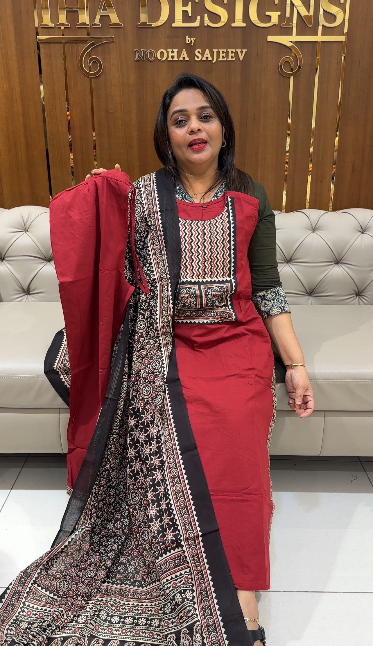 COTTON TOP, BOTTOM AND DUPATTA - IHA 25015