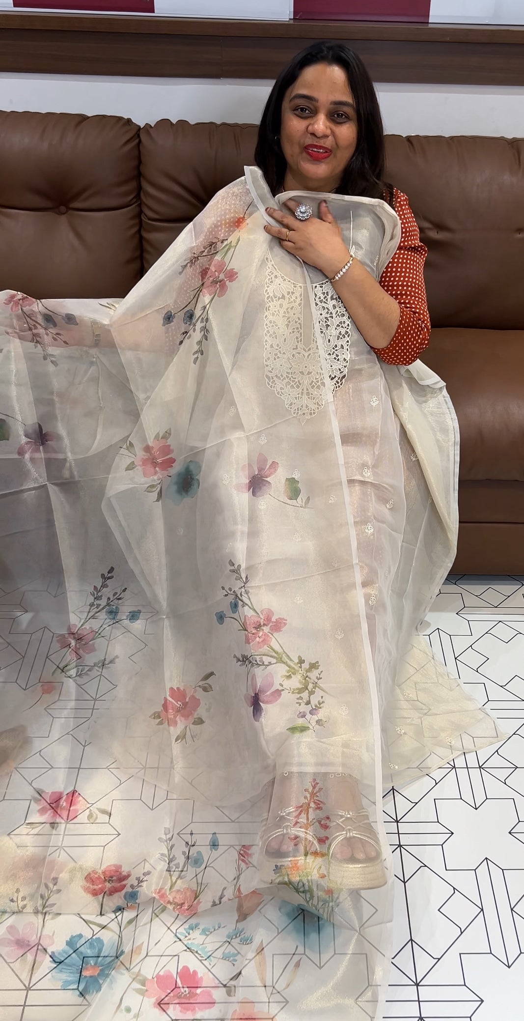 TISSUE UNSTITCHED SALWAR SUITS - IHA 22795