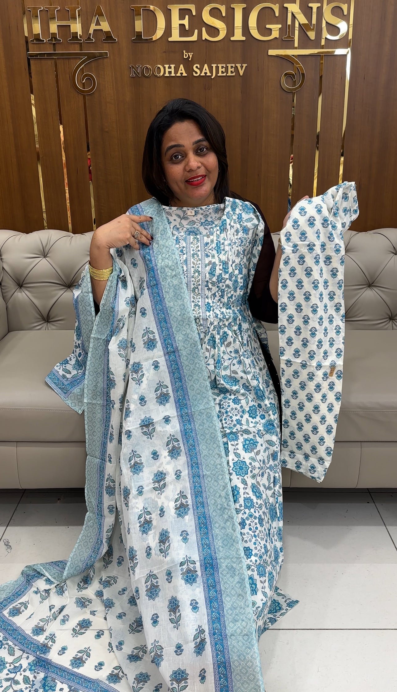 PRINTED COTTON LONG A-LINE TOPS - IHA 25630