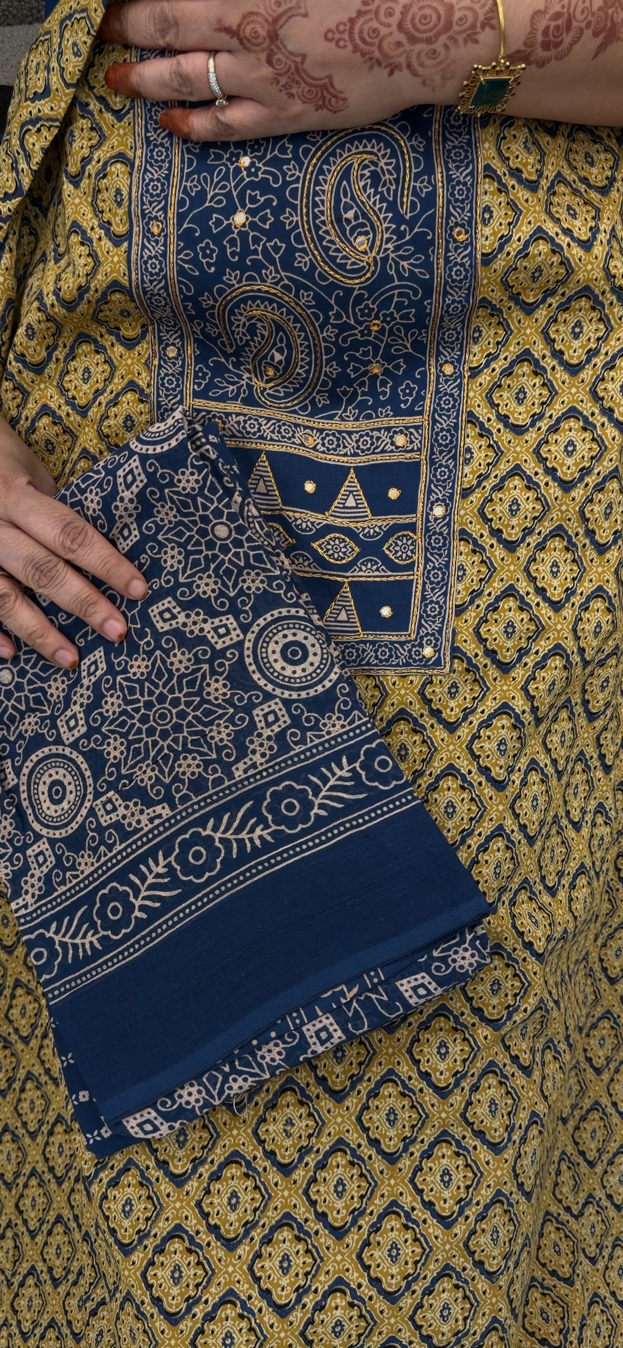 COTTON AJRAKH PRINTED UNSTITCHED SALWAR SUITS - IHA 33088