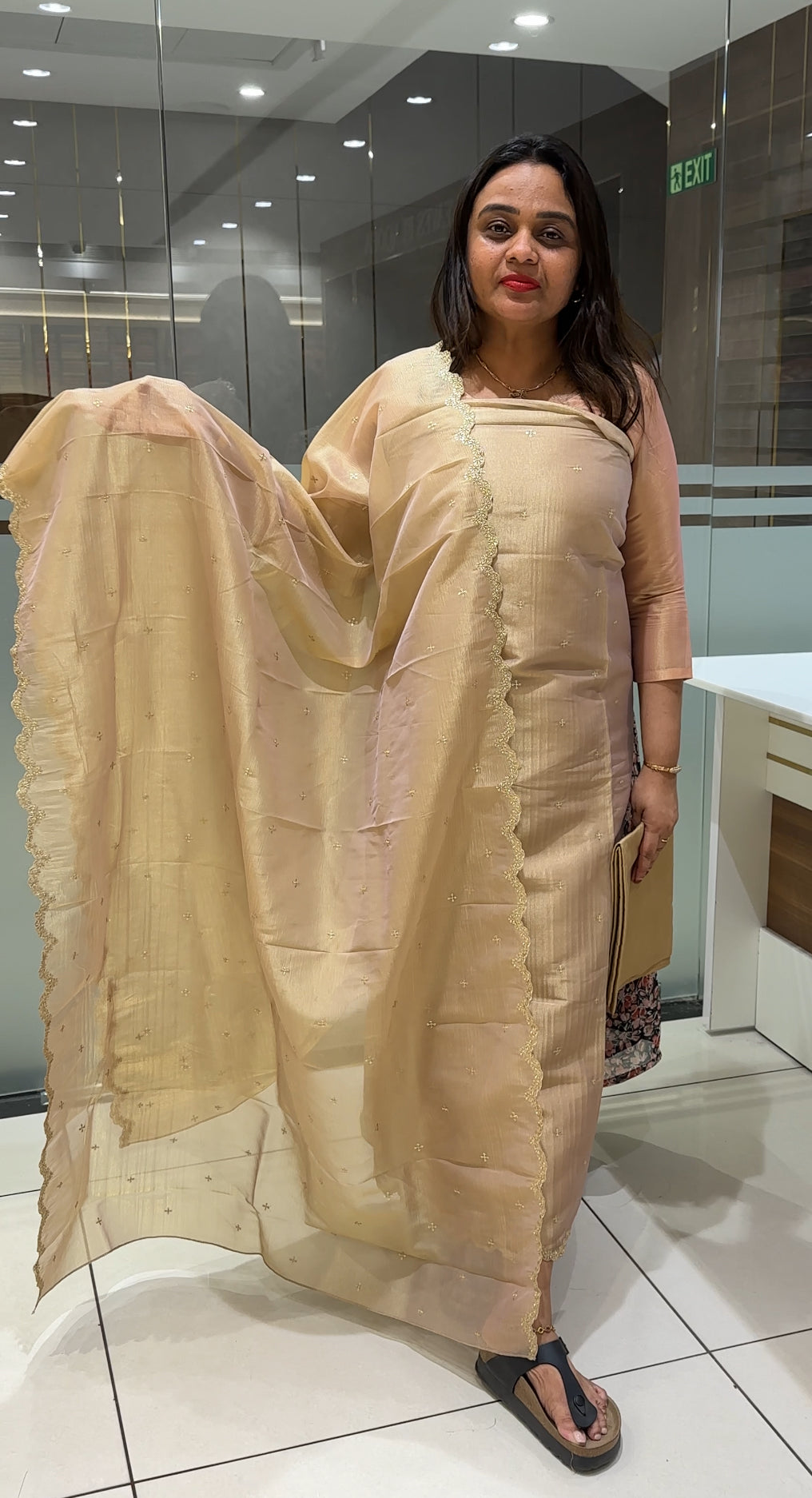 CRUSHED TISSUE BANARASI UNSTITCHED SALWAR SUITS - IHA 22643
