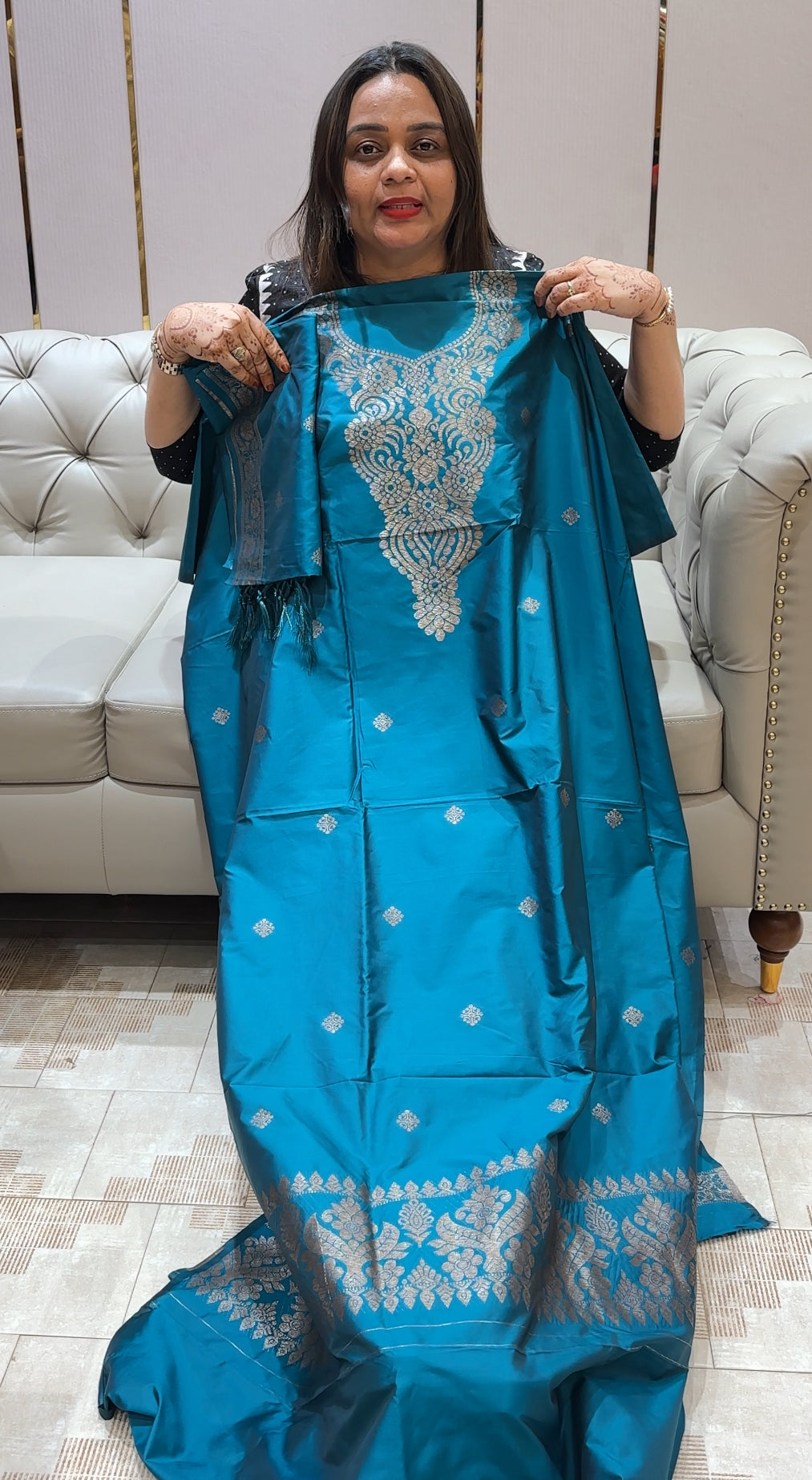 SEMI KATAN UNSTITCHED SALWAR SUITS - IHA 22032