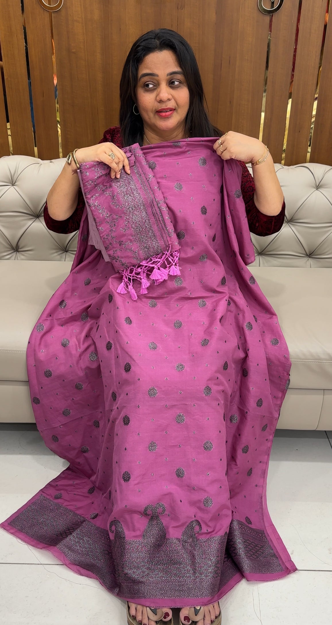 SEMI BANARASI UNSTITCHED SALWAR SUITS - IHA 26393