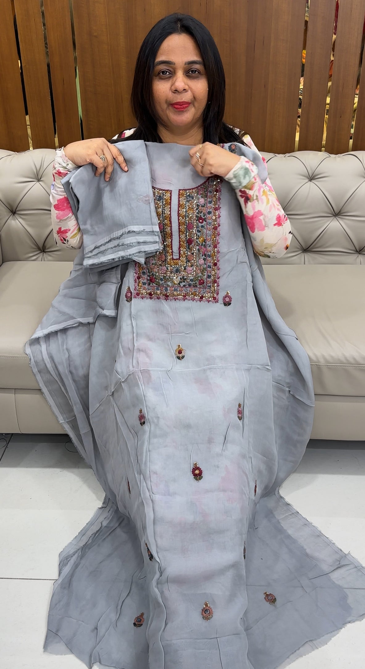 VISCOSE ORGANZA UNSTITCHED SALWAR SUITS - IHA 26095