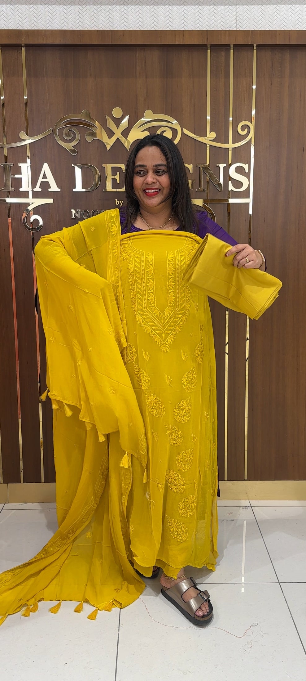 LUCKNOWI CHIKANKARI UNSTITCHED SALWAR SUITS - IHA 22923