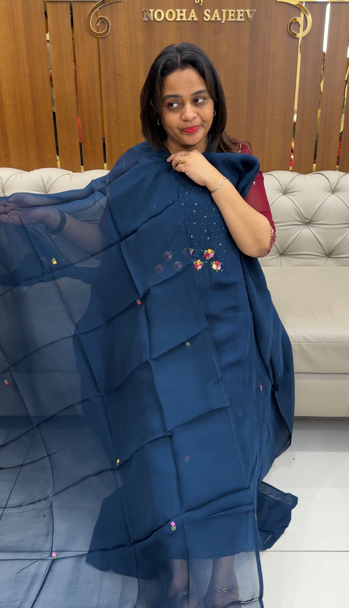 VISCOS ORGANZA UNSTITCHED SALWAR SUITS - IHA 25244