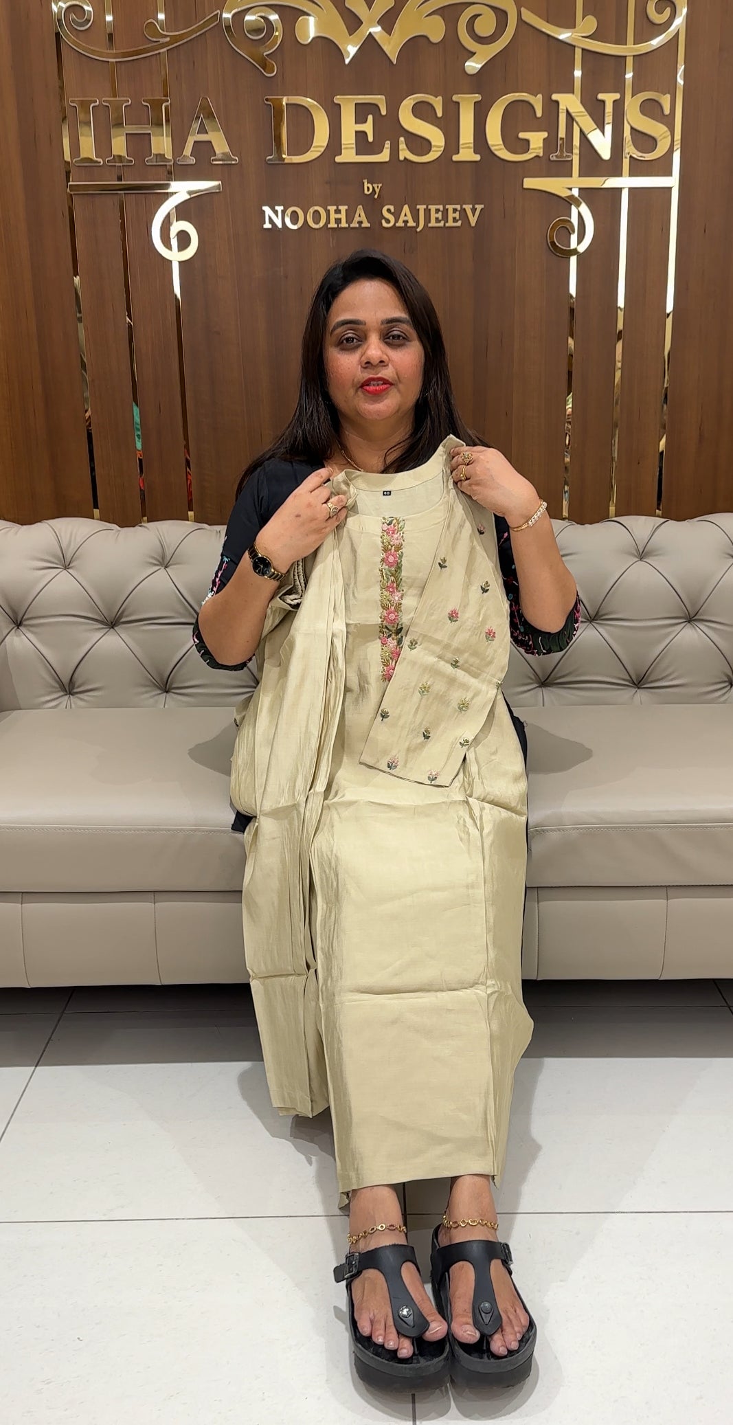 HAND WORKED MODAL CHANDERI TOP AND BOTTOM - IHA 24153