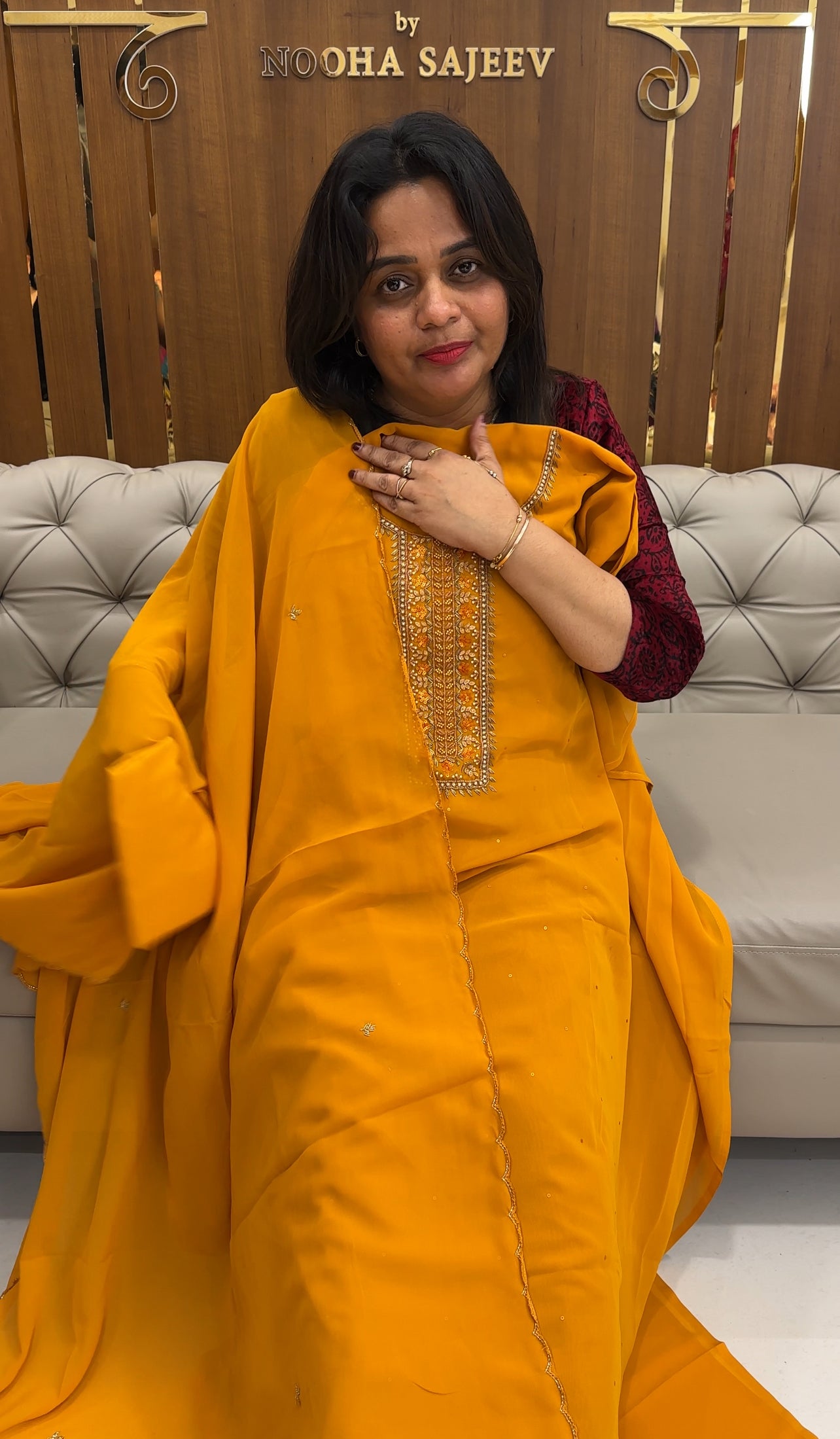 HAND WORKED UNSTITCHED SALWAR SUITS - IHA 25952