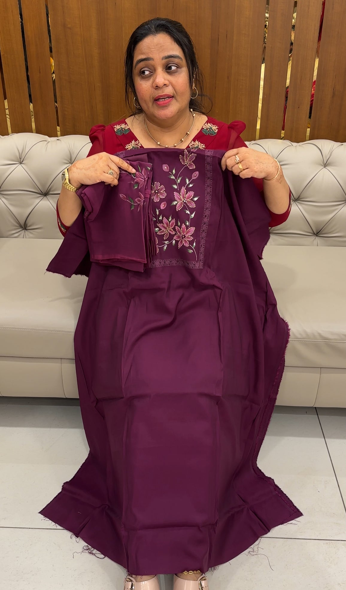 SEMI MALAI CHANDERI UNSTITCHED SALWAR SUITS - IHA 27630