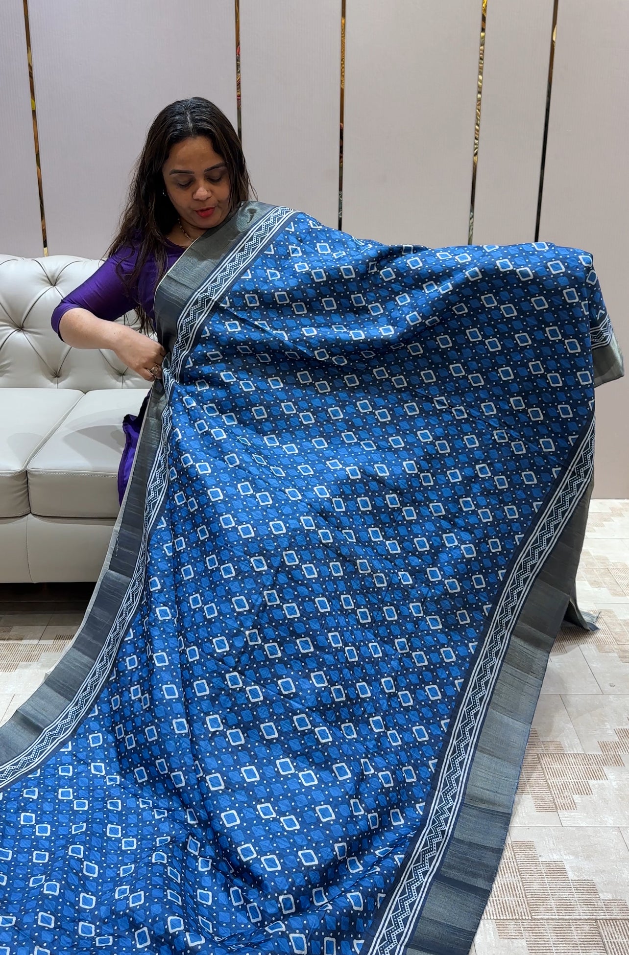 AJRAKH PRINTED SAREES - IHA 23600