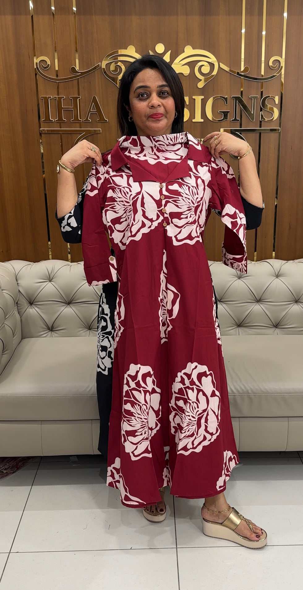IHA'S IN-HOUSE PRINTED ALINE TOPS - IHA 26766
