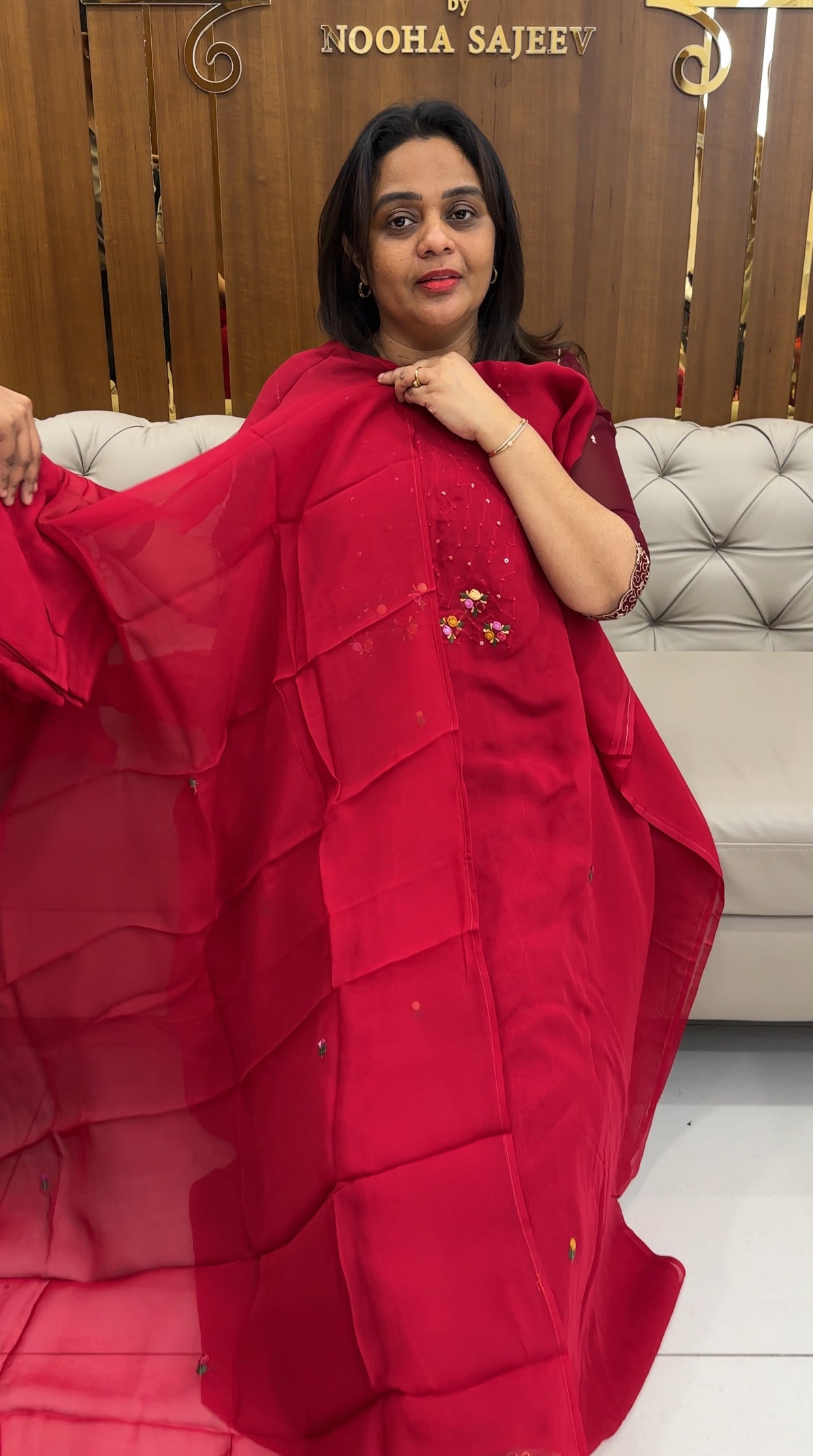 VISCOS ORGANZA UNSTITCHED SALWAR SUITS - IHA 25244