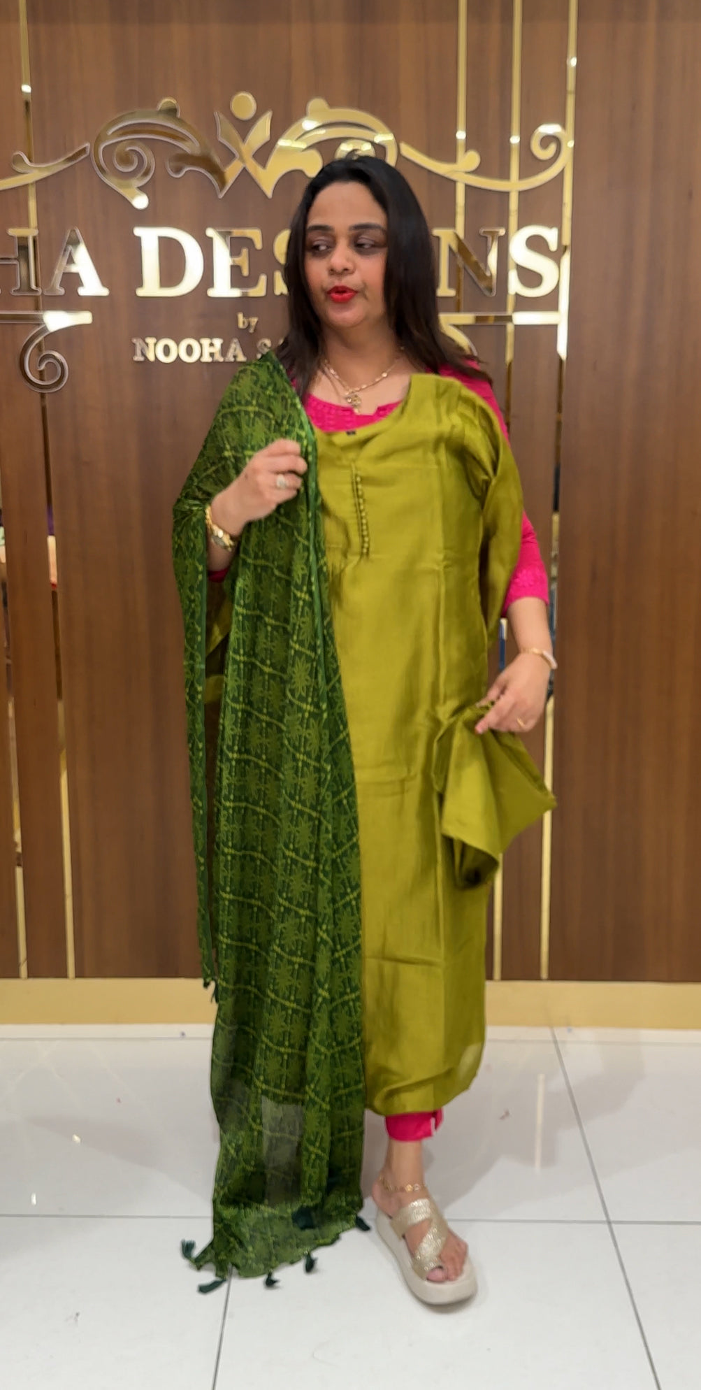 SEMI RAW SILK TOP , BOTTOM AND DUPATTA - IHA 23699