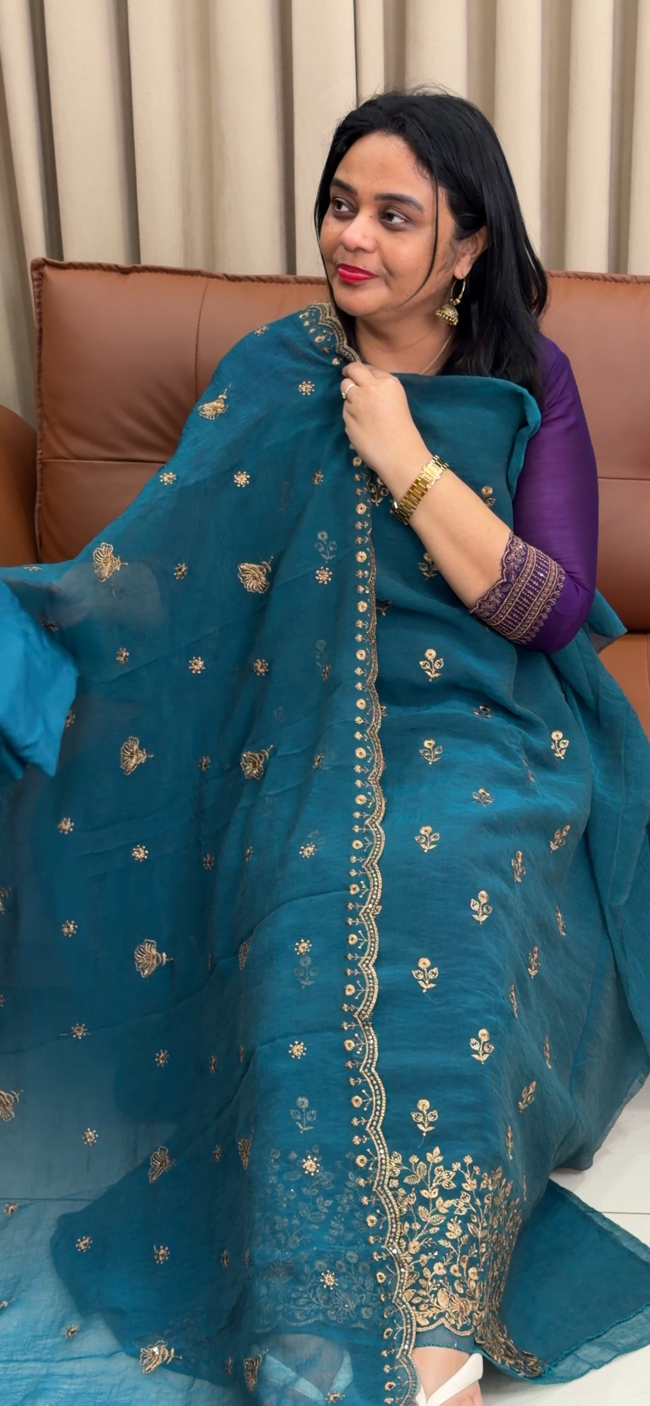 CRUSHED SILK UNSTITCHED SALWAR SUITS - IHA 34190