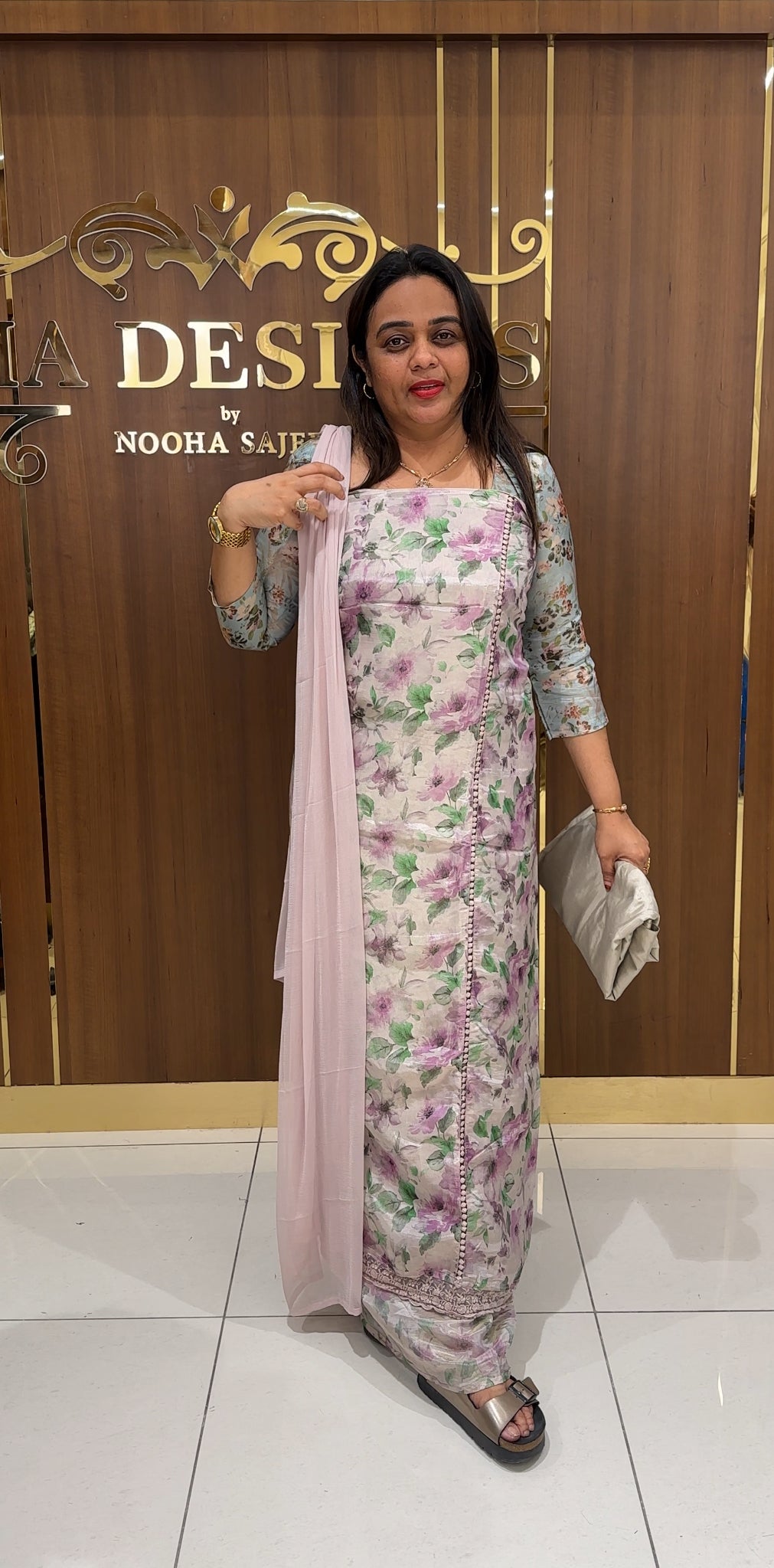 PRINTED TISSUE UNSTITCHED SALWAR SUITS - IHA 23121