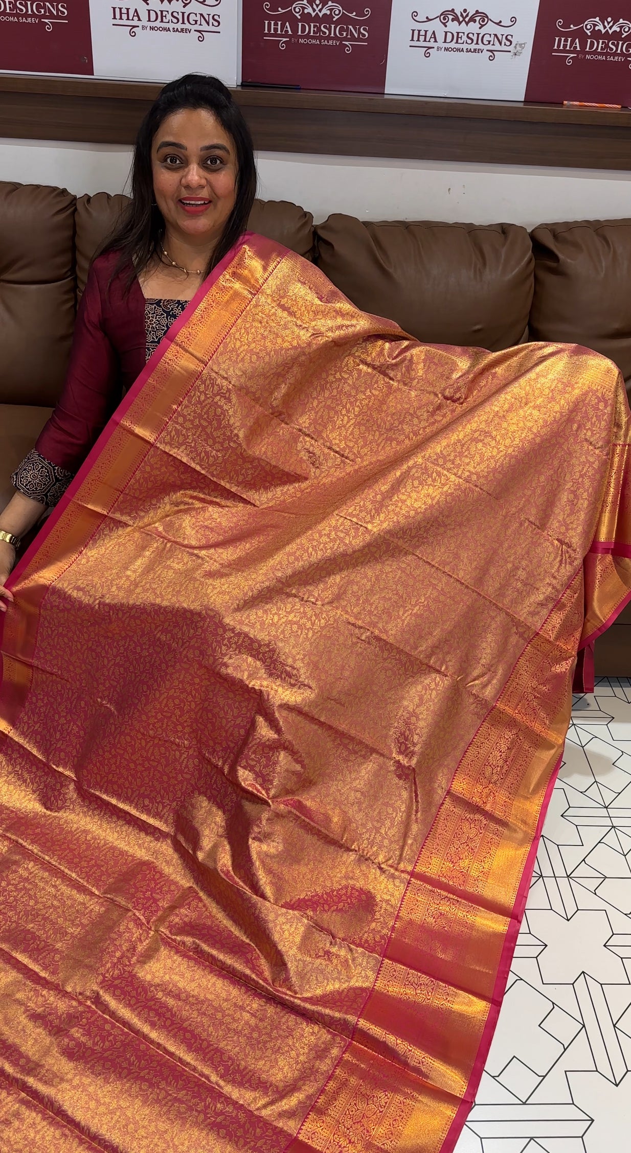 SEMI TISSUE KANCHIPURAM SILK SAREES - IHA 27831