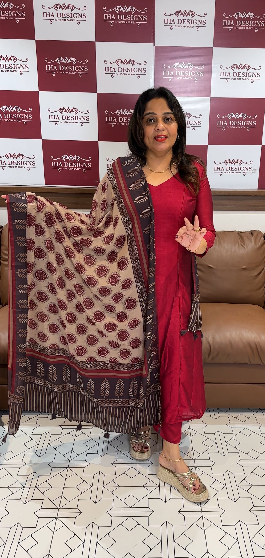 SEMI RAW SILK TOP,BOTTOM AND DUPATTA - IHA 25506