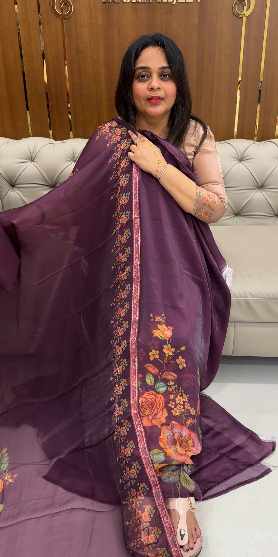 FORWARD VELVET ORGANZA TOP,BOTTOM AND DUPATTA - IHA 26806