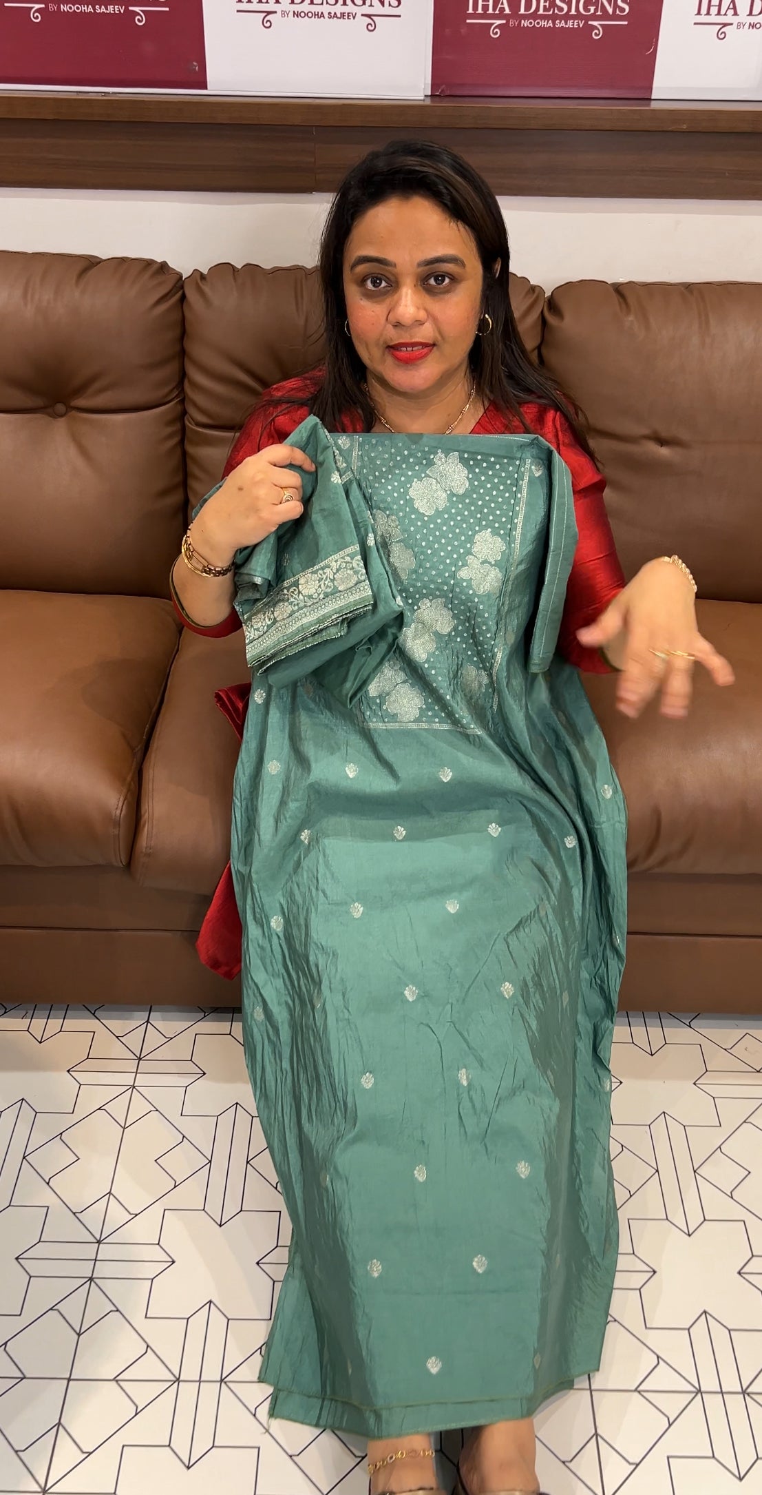 SEMI BANARASI UNSTITCHED SALWAR SUITS- IHA 23497