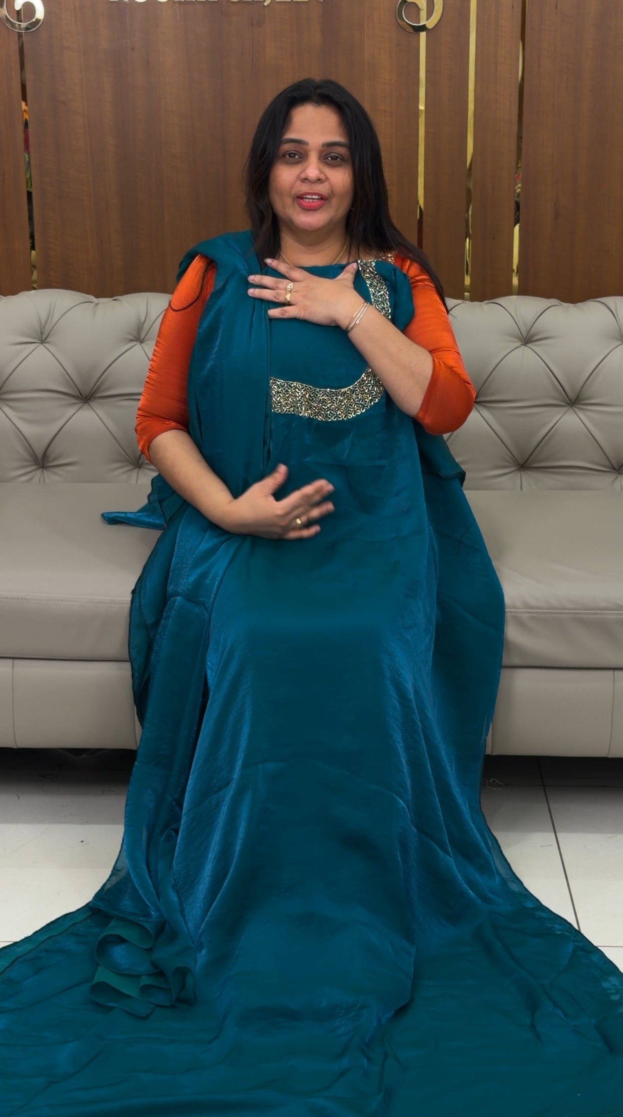 IHA'S IN-HOUSE VELVET ORGANZA TOP,BOTTOM AND DUPATTA - IHA 29050