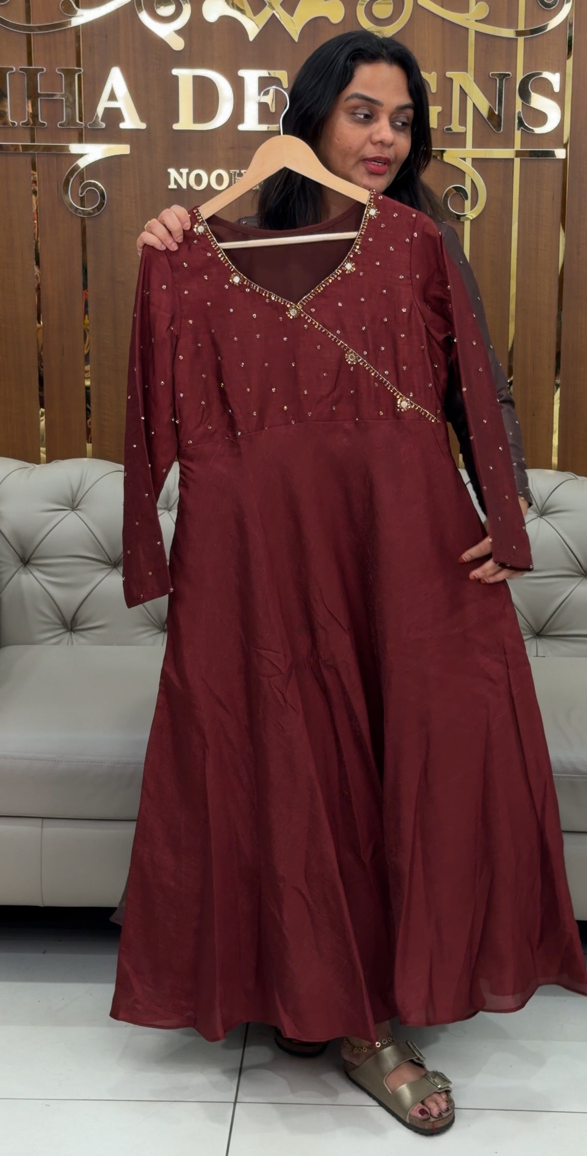 IHA'S IN-HOUSE SEMI RAW SILK ANARKALI TOPS - IHA 30681