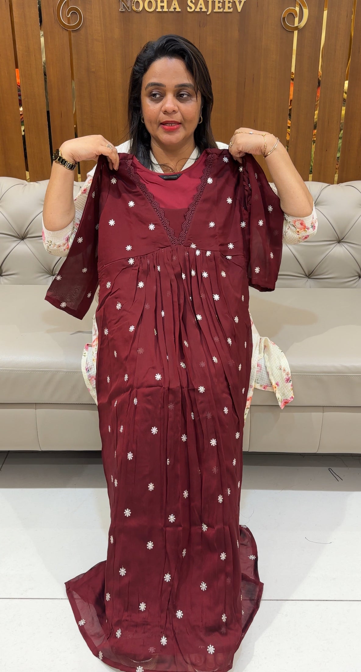 SILKY GEORGETTE LONG A-LINE TOPS - IHA 25056