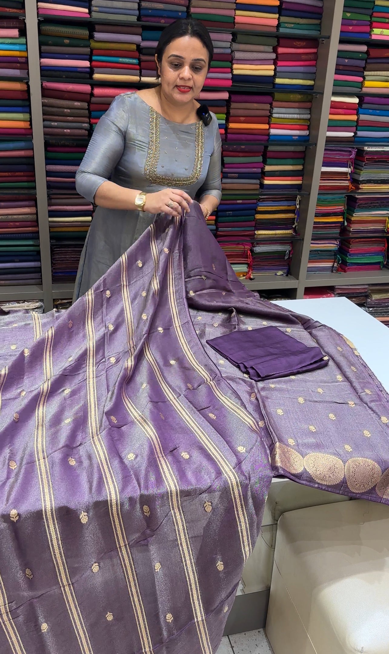 BANARASI TISSUE UNSTITCHED SALWAR SUITS - IHA 24096