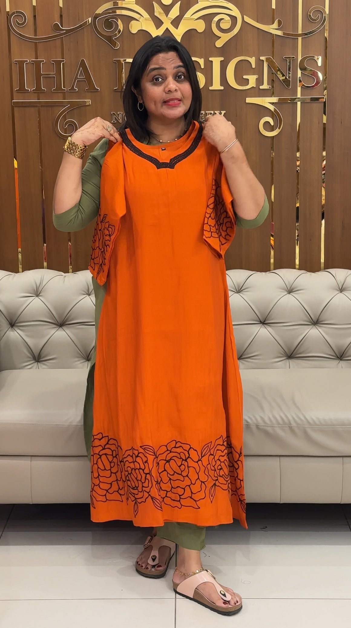 MUL CHANDERI LONG TOP, BOTTOM AND DUPATTA - IHA 27564