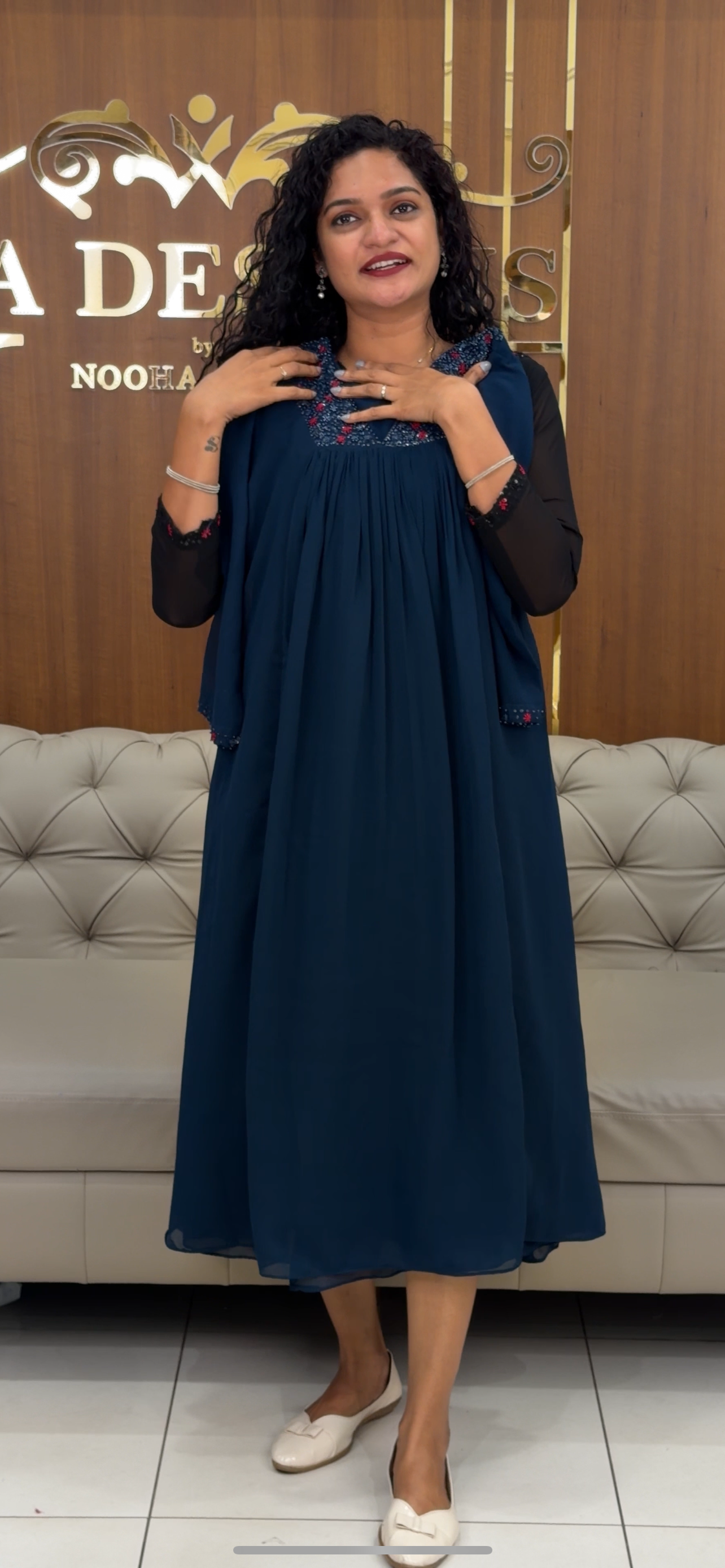 FAUX GEORGETTE HAND WORKED TOPS - IHA 29368