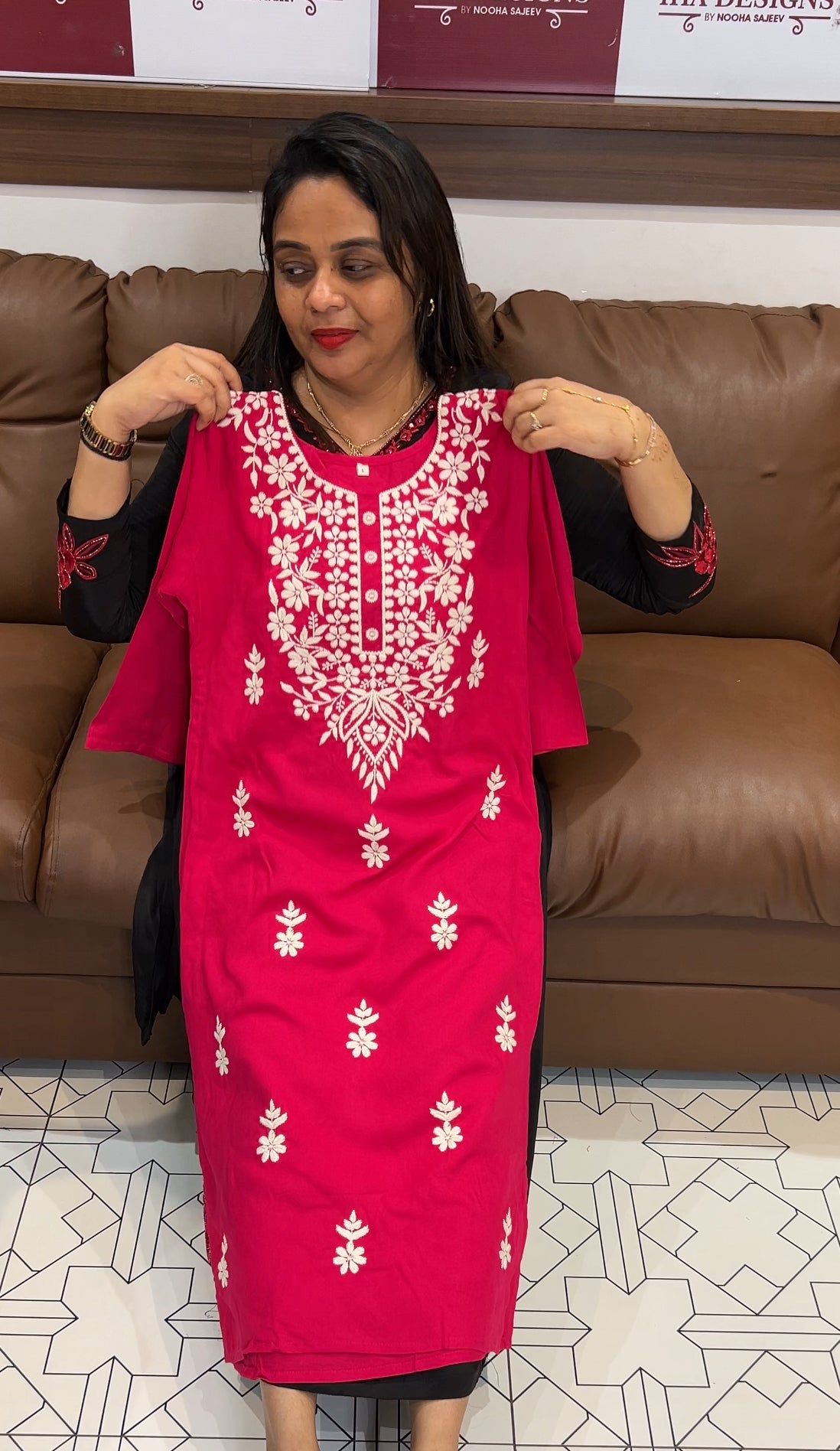 HAND WORKED LUCKNOWI TOPS - IHA 24070