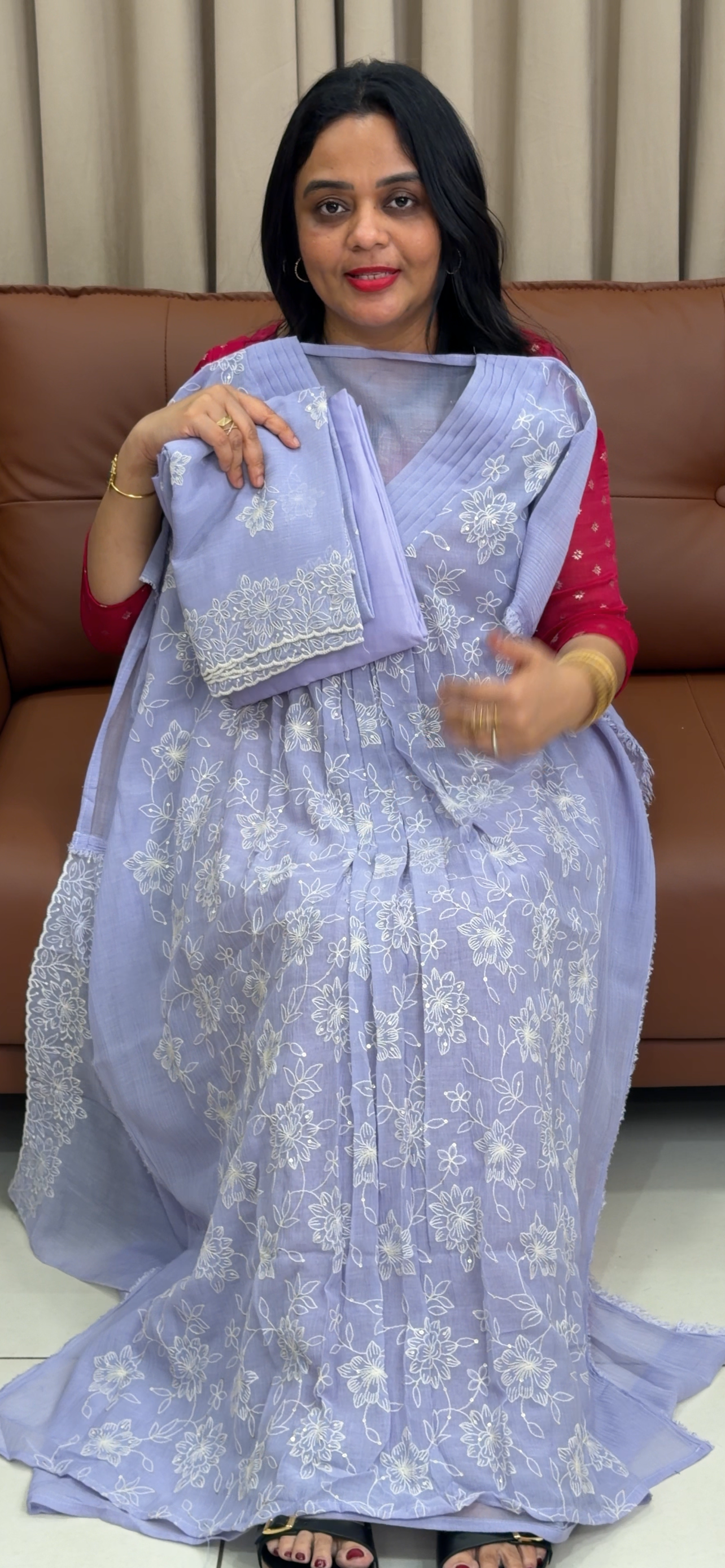 MUL CRUSHED UNSTITCHED SALWAR SUITS - IHA 34043
