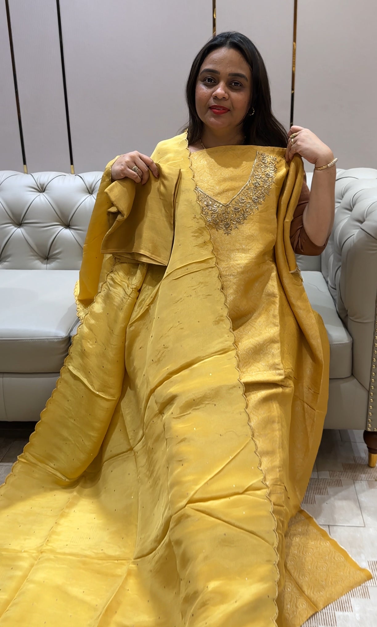 SILK TISSUE UNSTITCHED SALWAR SUITS - IHA 22292