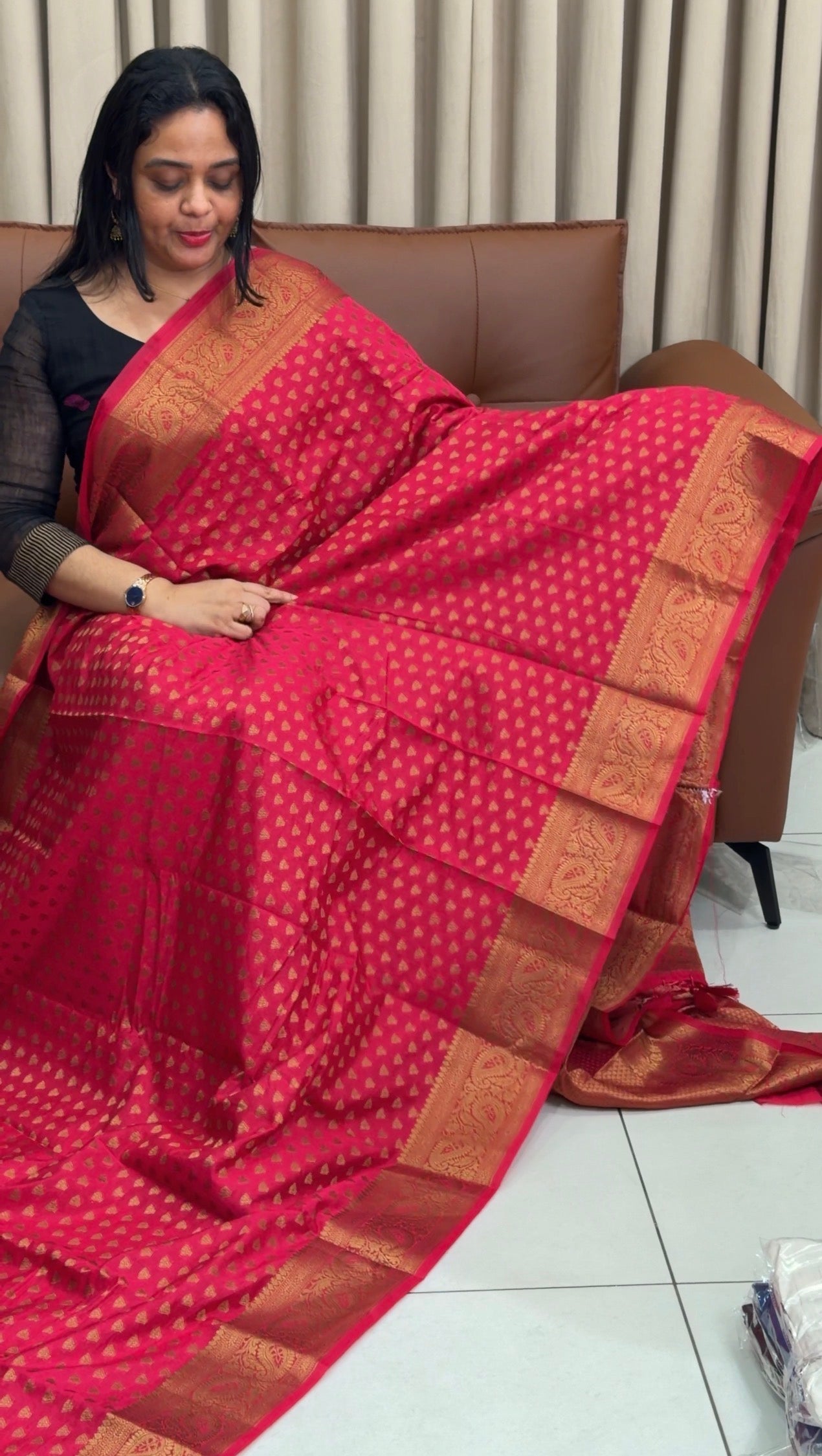 SEMI BANARASI SAREES - IHA 34003