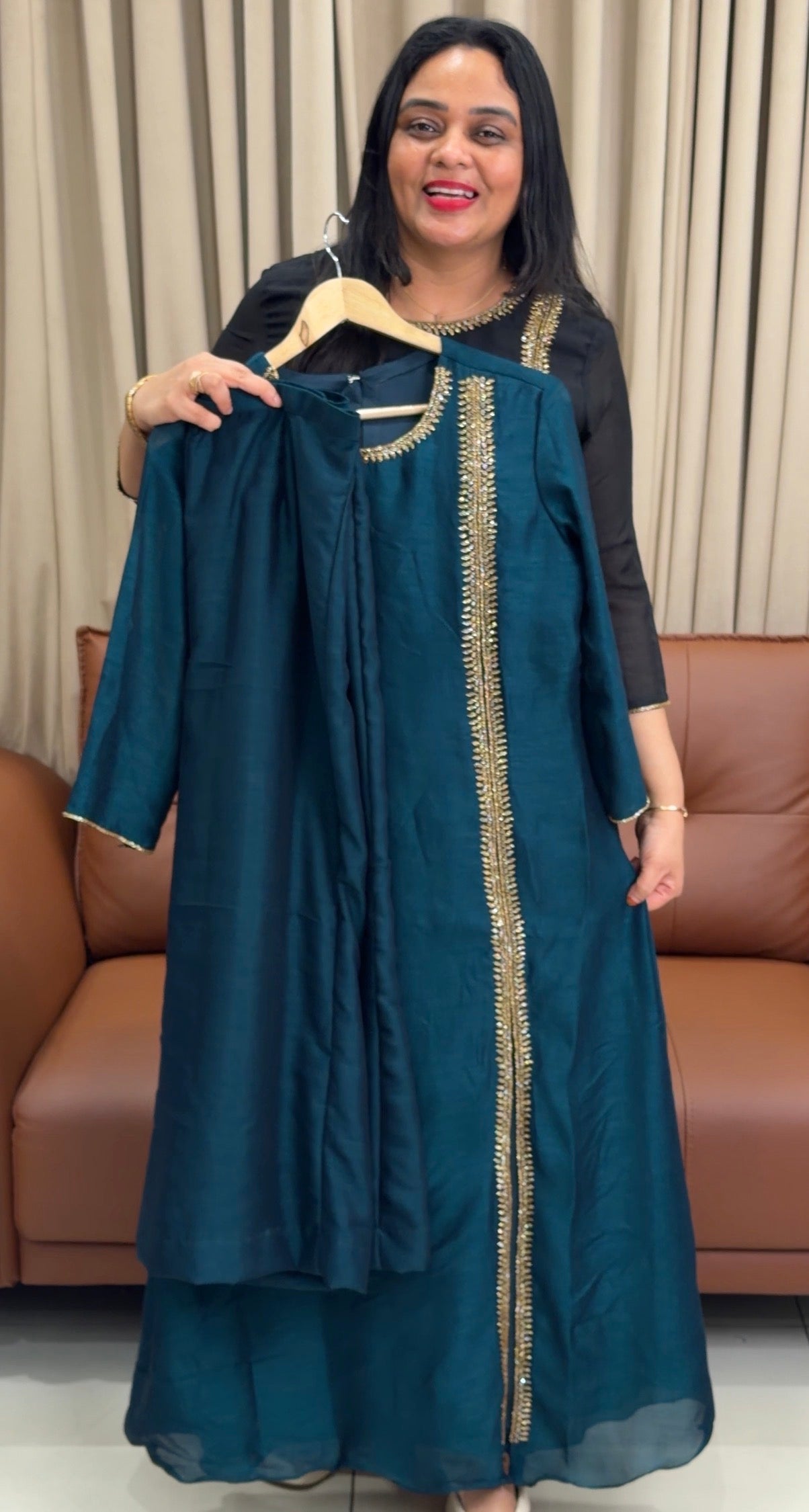 IHA'S IN-HOUSE SEMI RAW SILK ALINE CO-ORDS SETS - IHA 33817