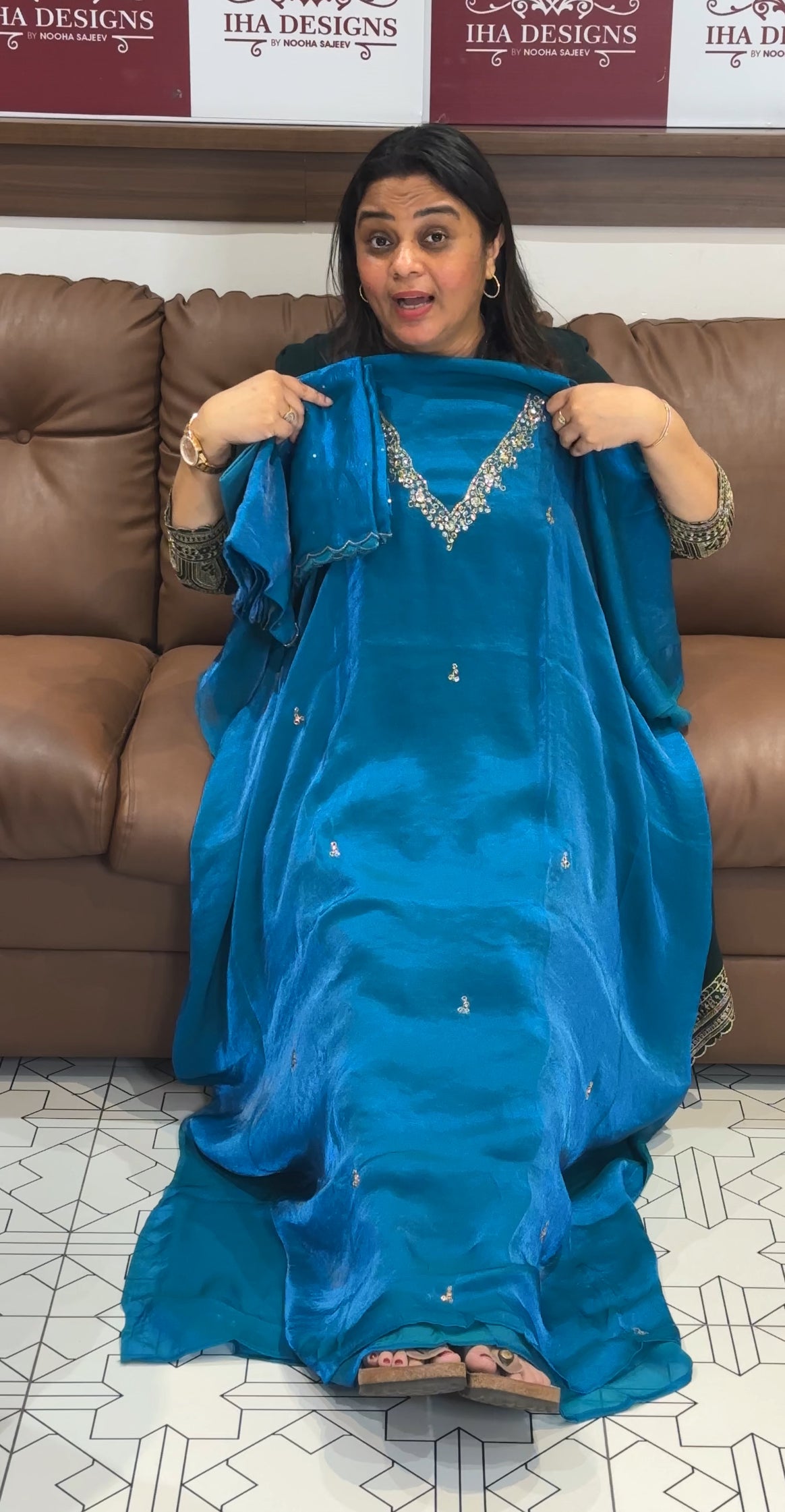 VELVET ORGANZA UNSTITCHED SALWAR SUITS - IHA 27607