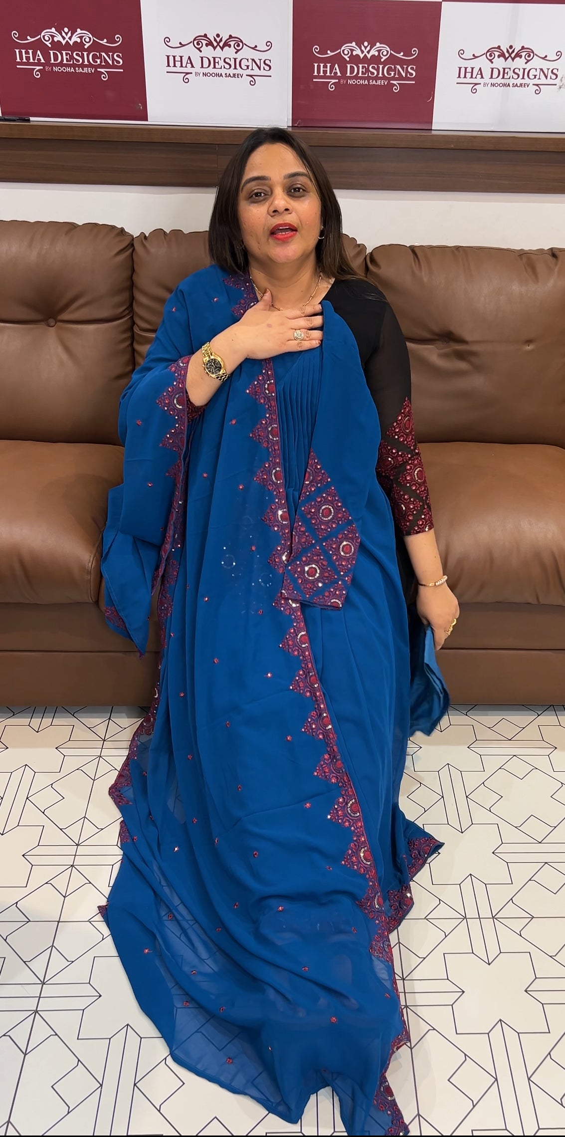 PARTY WEAR ALINE TOP,BOTTOM AND DUPATTA- IHA 23669