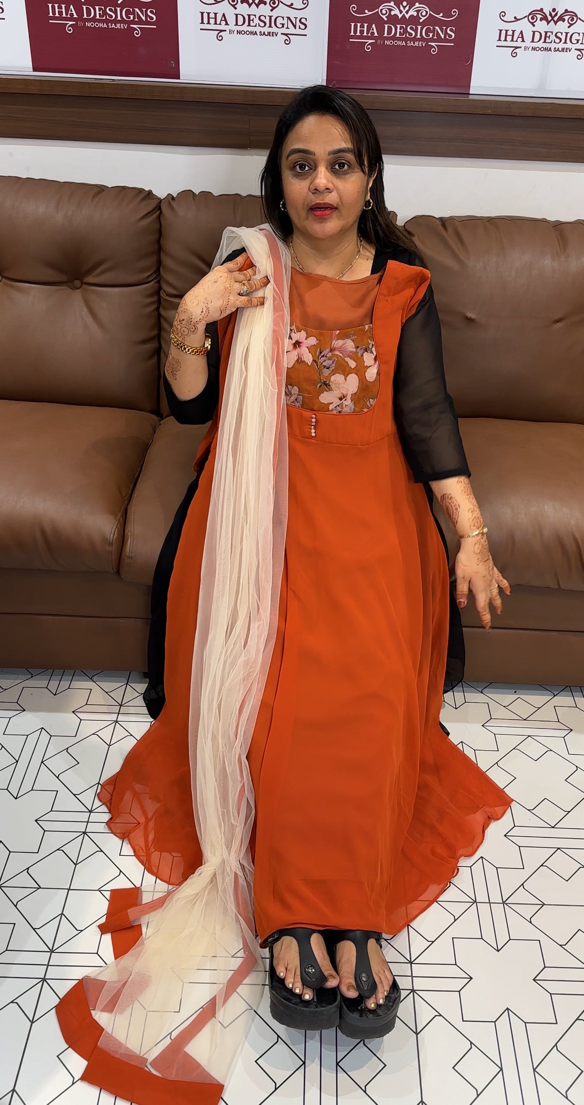 IHA'S IN-HOUSE GEORGETTE SLITTED TOP AND DUPATTA - IHA 26902