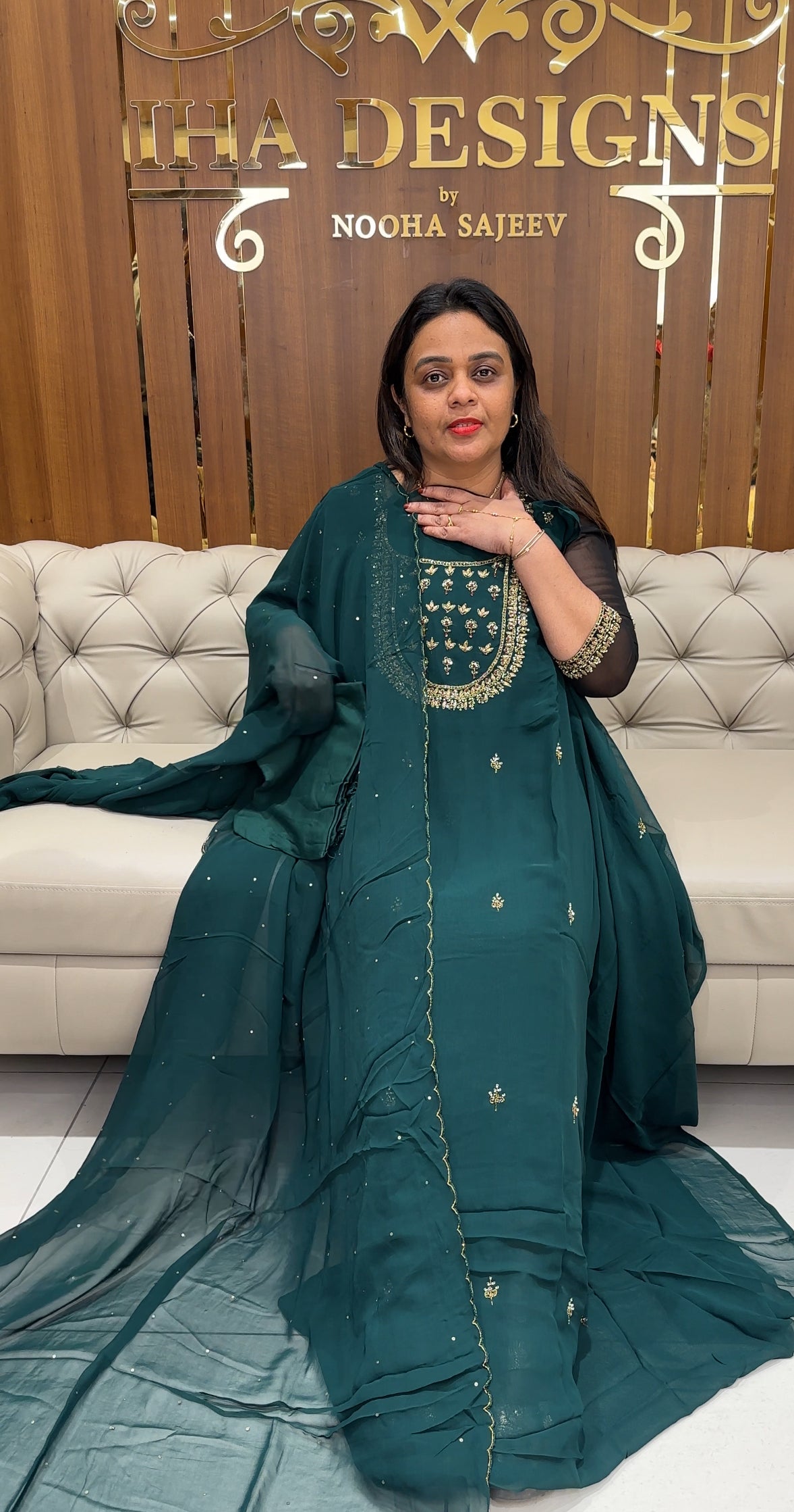 HAND WORKED GEORGETTE UNSTITCHED SALWAR SUITS - IHA 24350