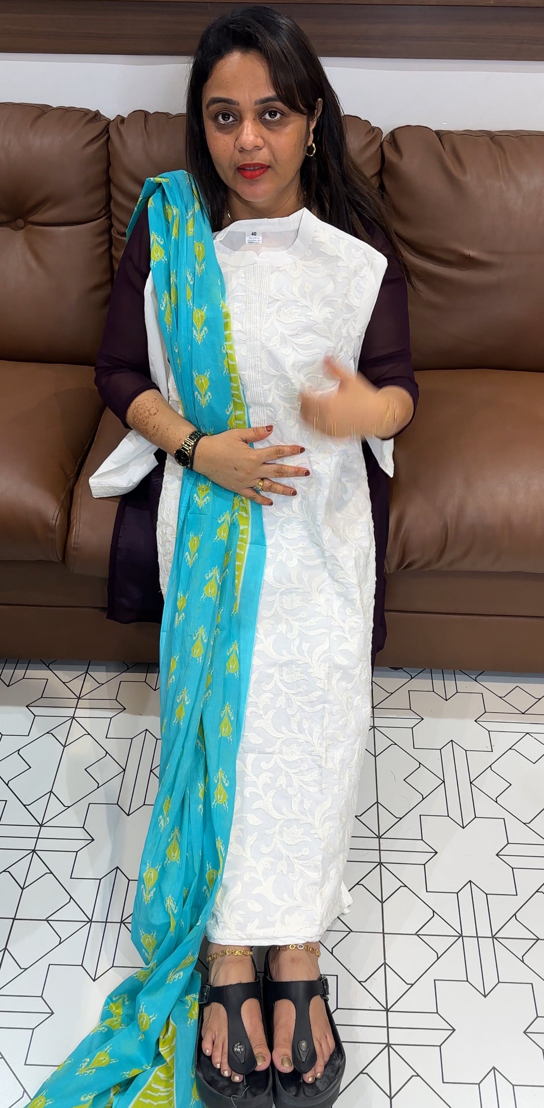 COTTON TOP, BOTTOM AND DUPATTA - IHA 23939