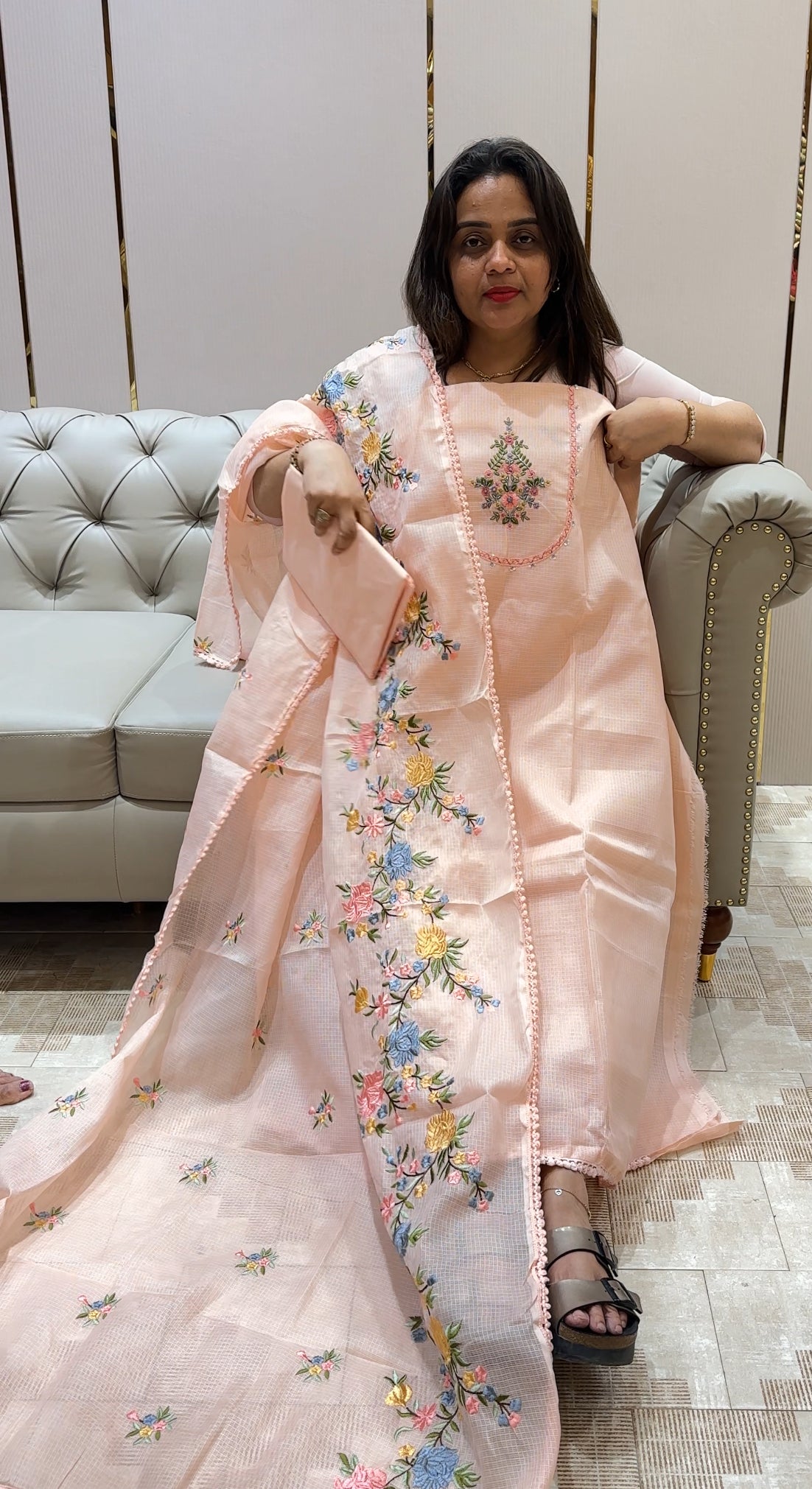 SILKY KOTA UNSTITCHED SALWAR SALWAR SUITS - IHA 21304