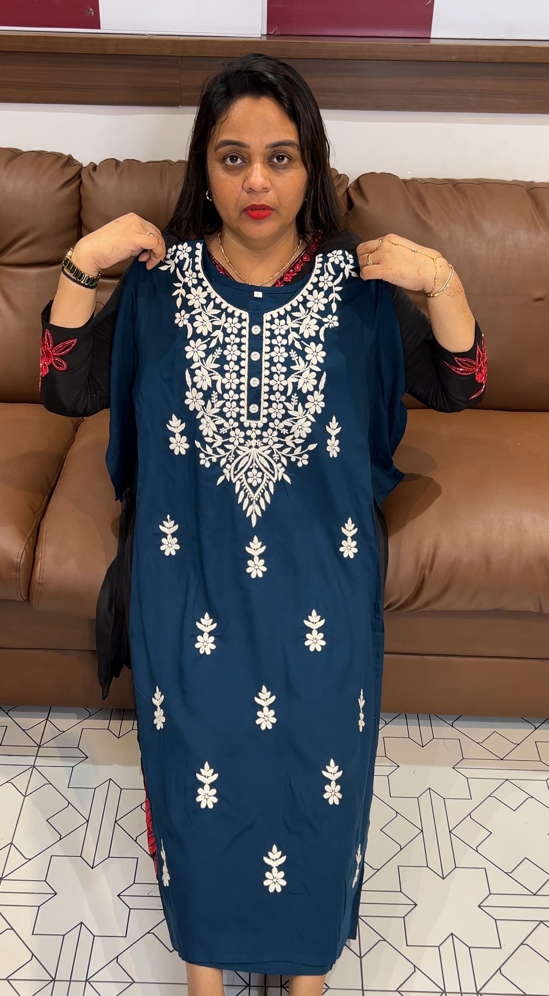 HAND WORKED LUCKNOWI TOPS - IHA 24070