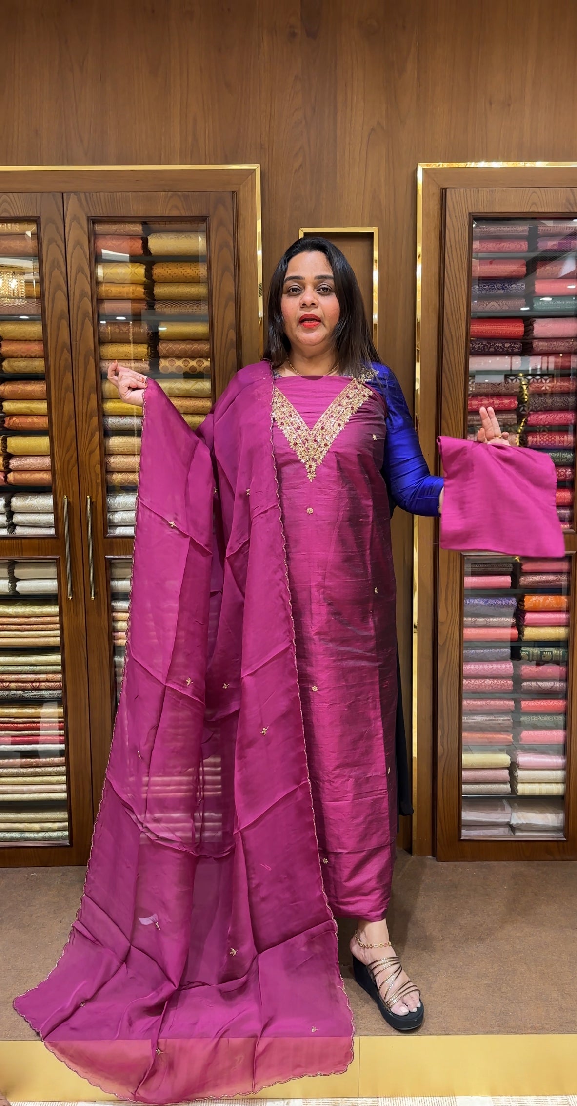 RAW SILK UNSTITCHED SALWAR SUITS - IHA 24102
