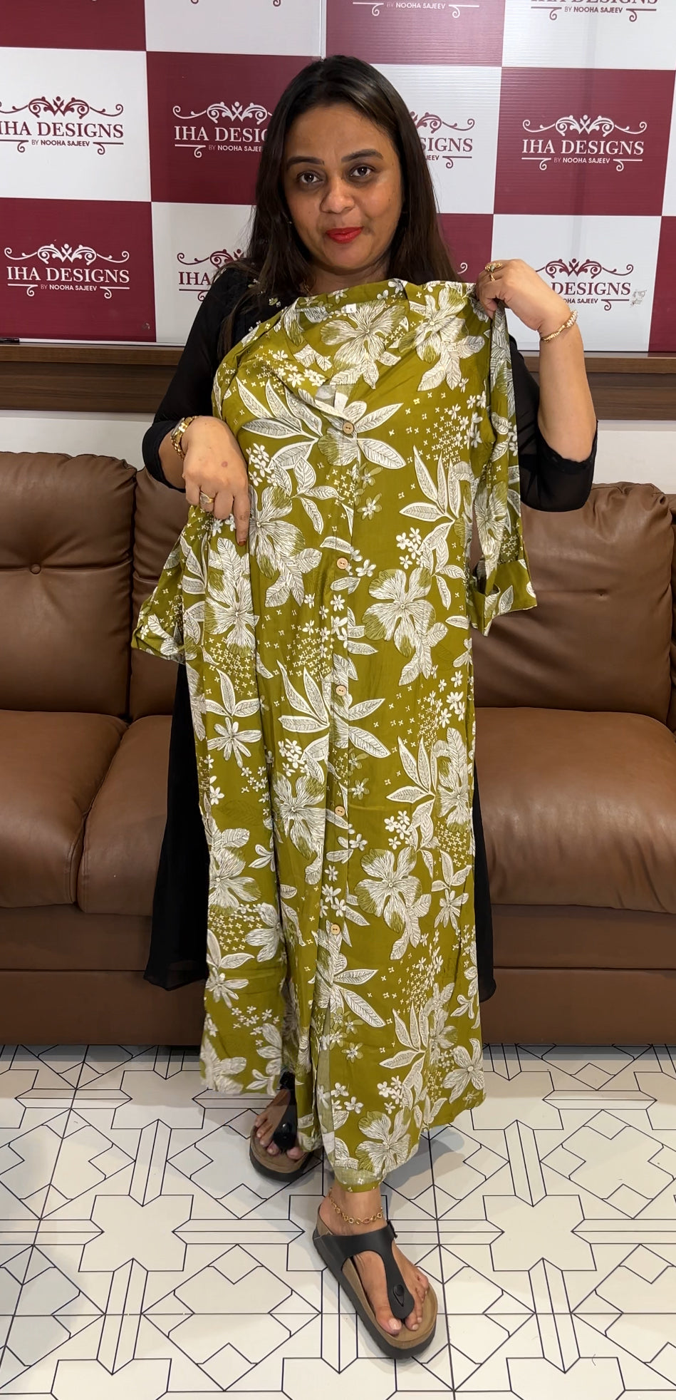 PRINTED RAYON LONG TOP AND BOTTOM - IHA 22428