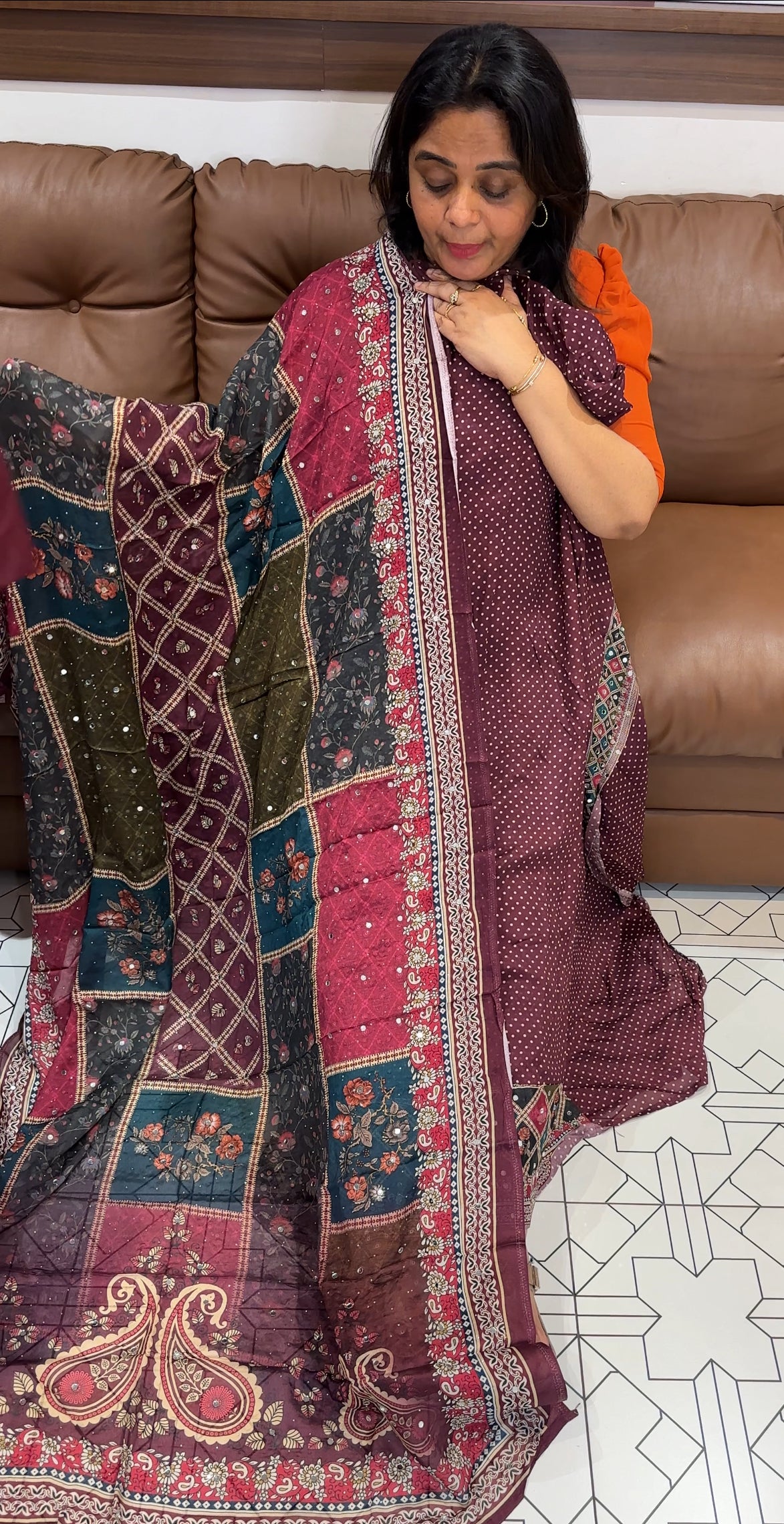 PRINTED CRAPE UNSTITCHED SALWAR SUITS - IHA 26450