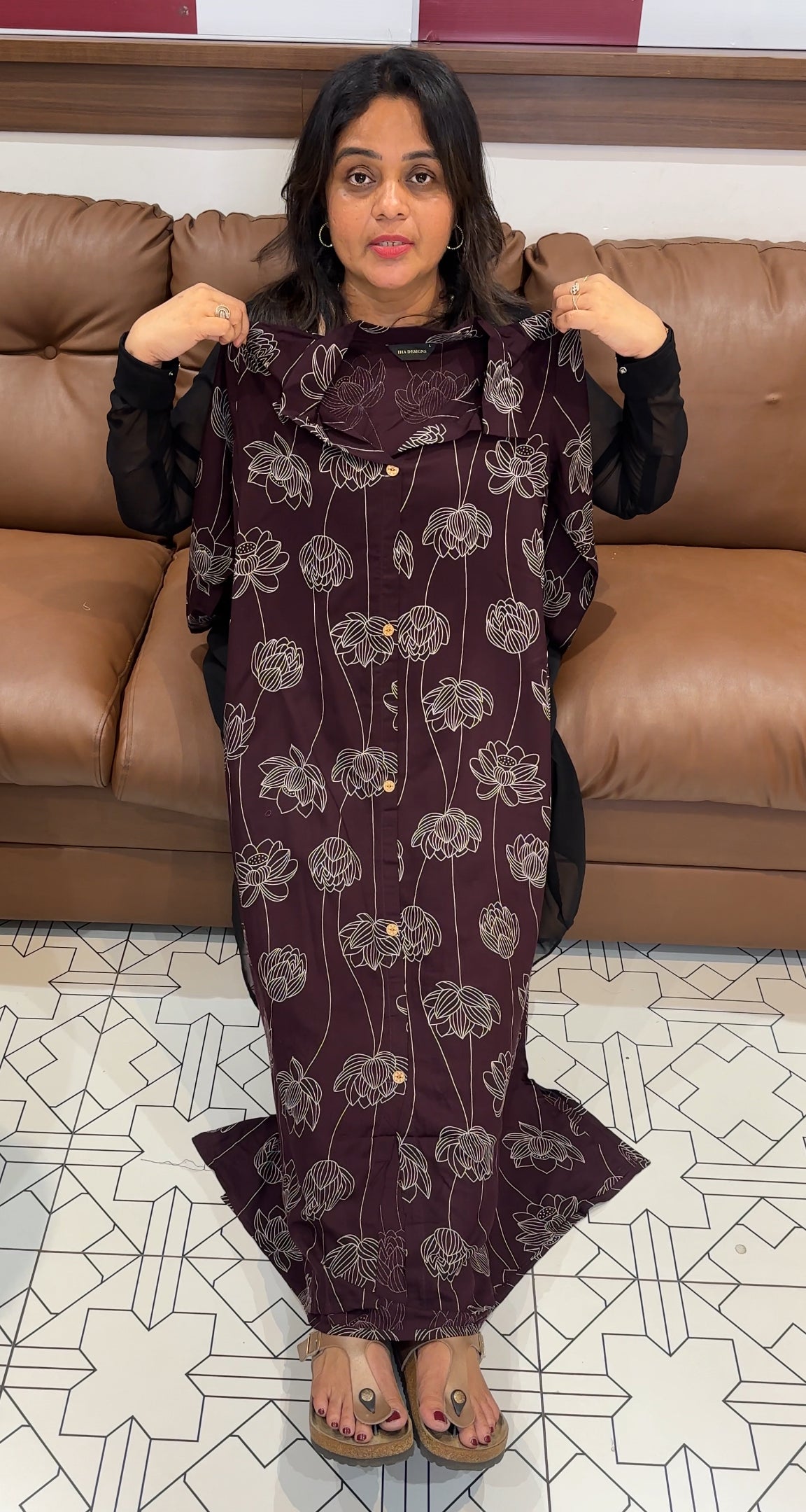 PRINTED LONG A-LINE FROCKS - IHA 26206