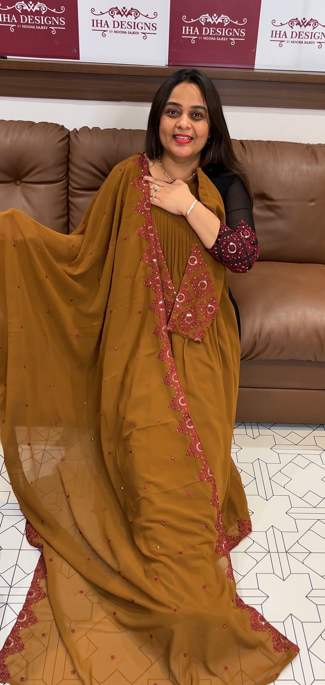 PARTY WEAR ALINE TOP,BOTTOM AND DUPATTA- IHA 23669