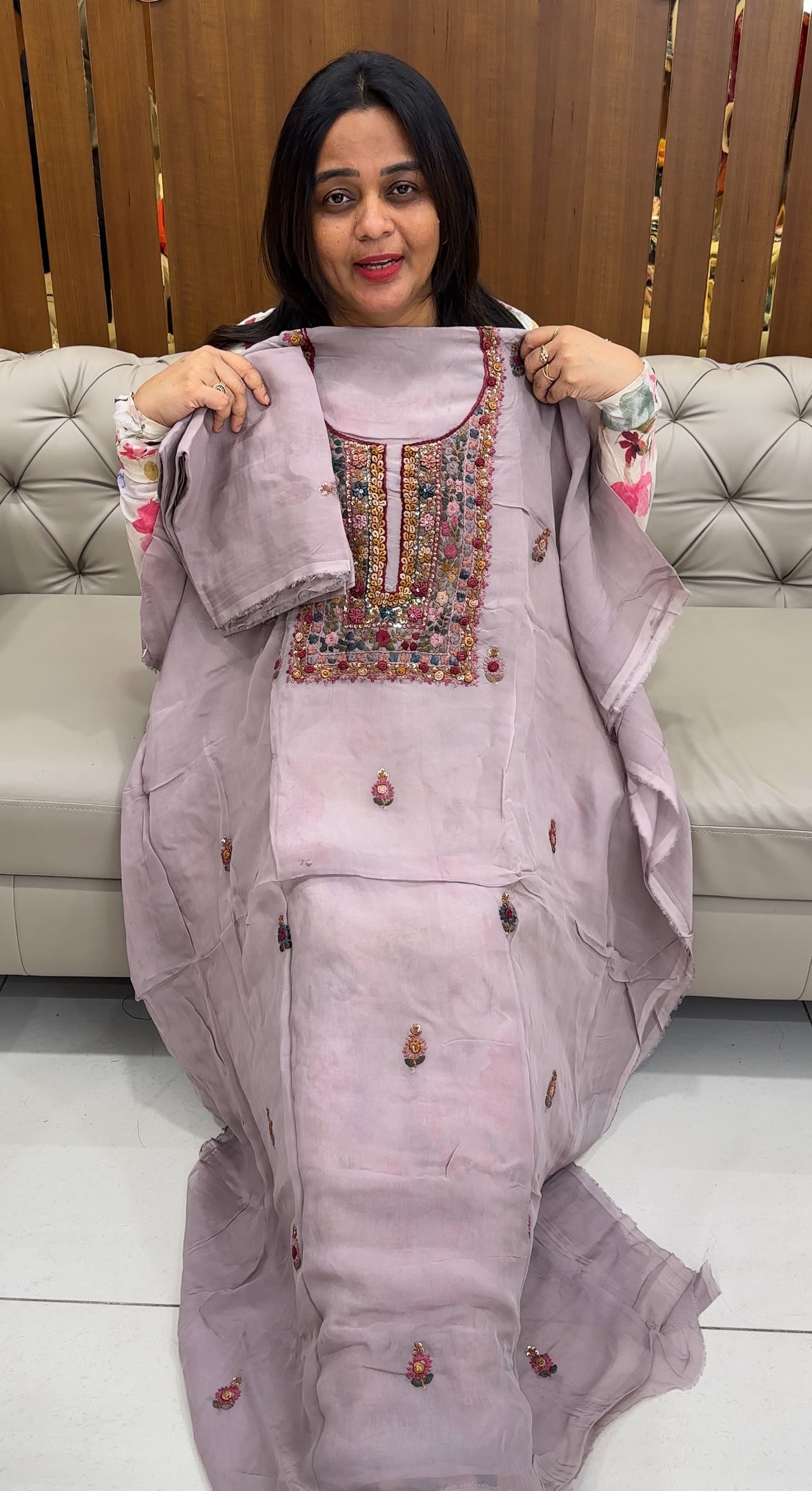 VISCOSE ORGANZA UNSTITCHED SALWAR SUITS - IHA 26095