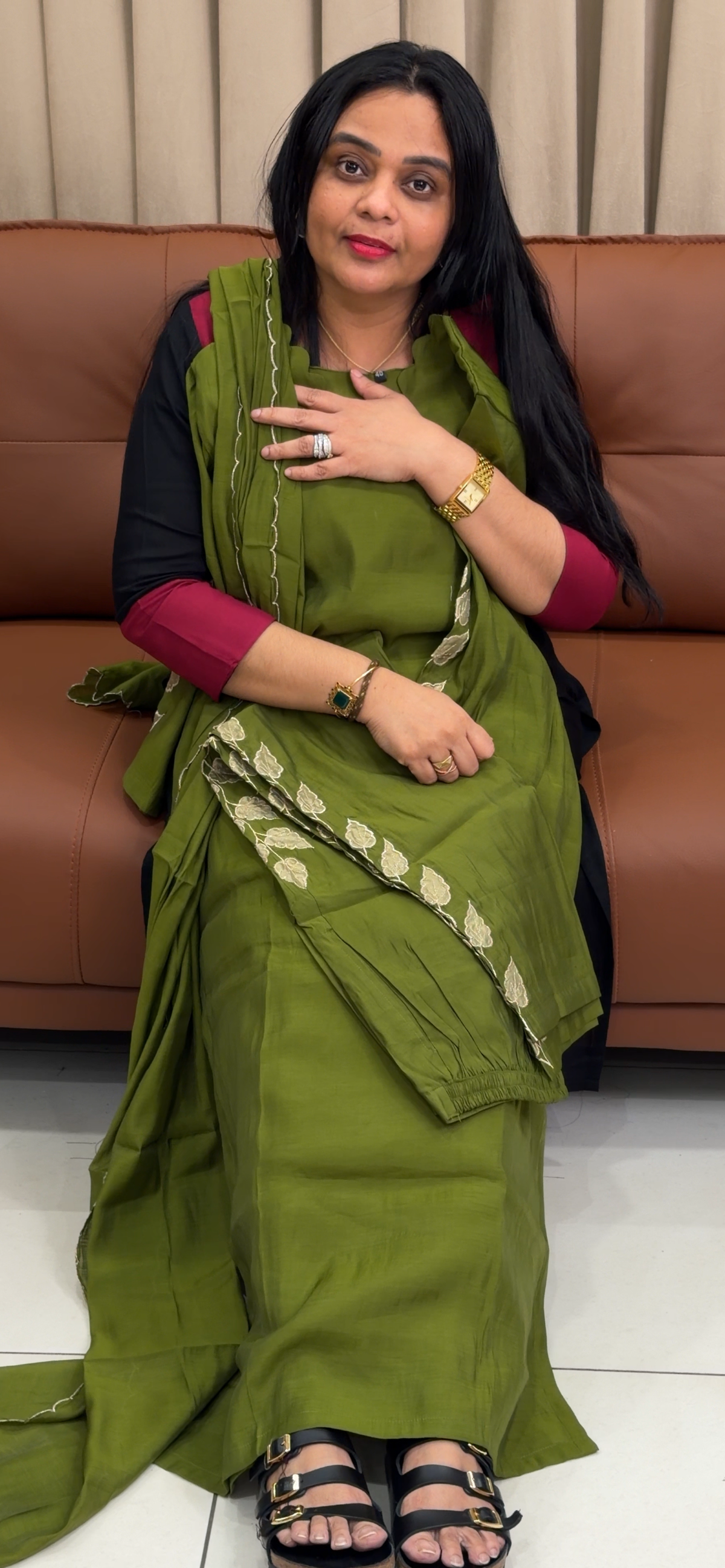MUL CHANDERI TOP, BOTTOM AND DUPATTA - IHA 35307